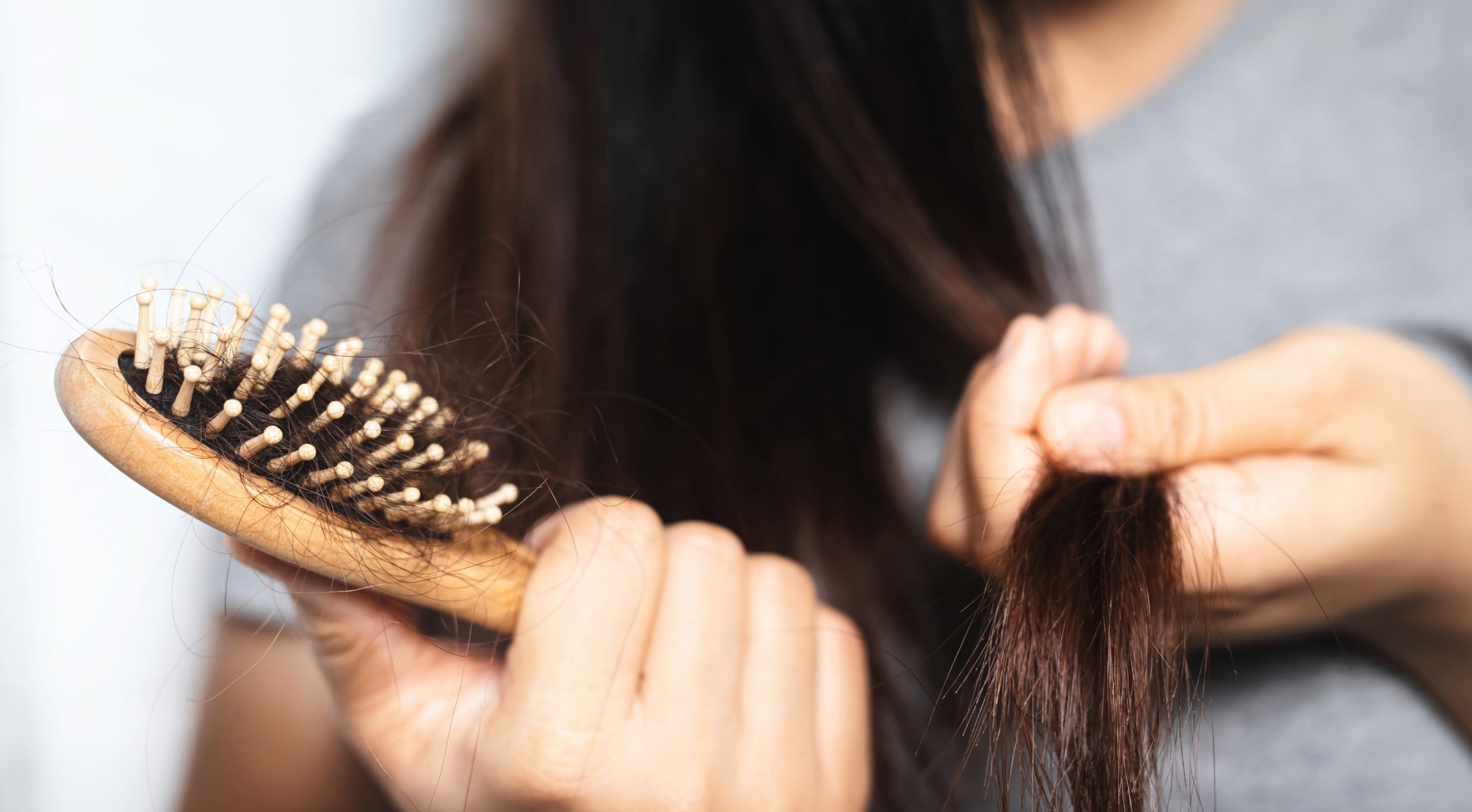 A women combing her hair