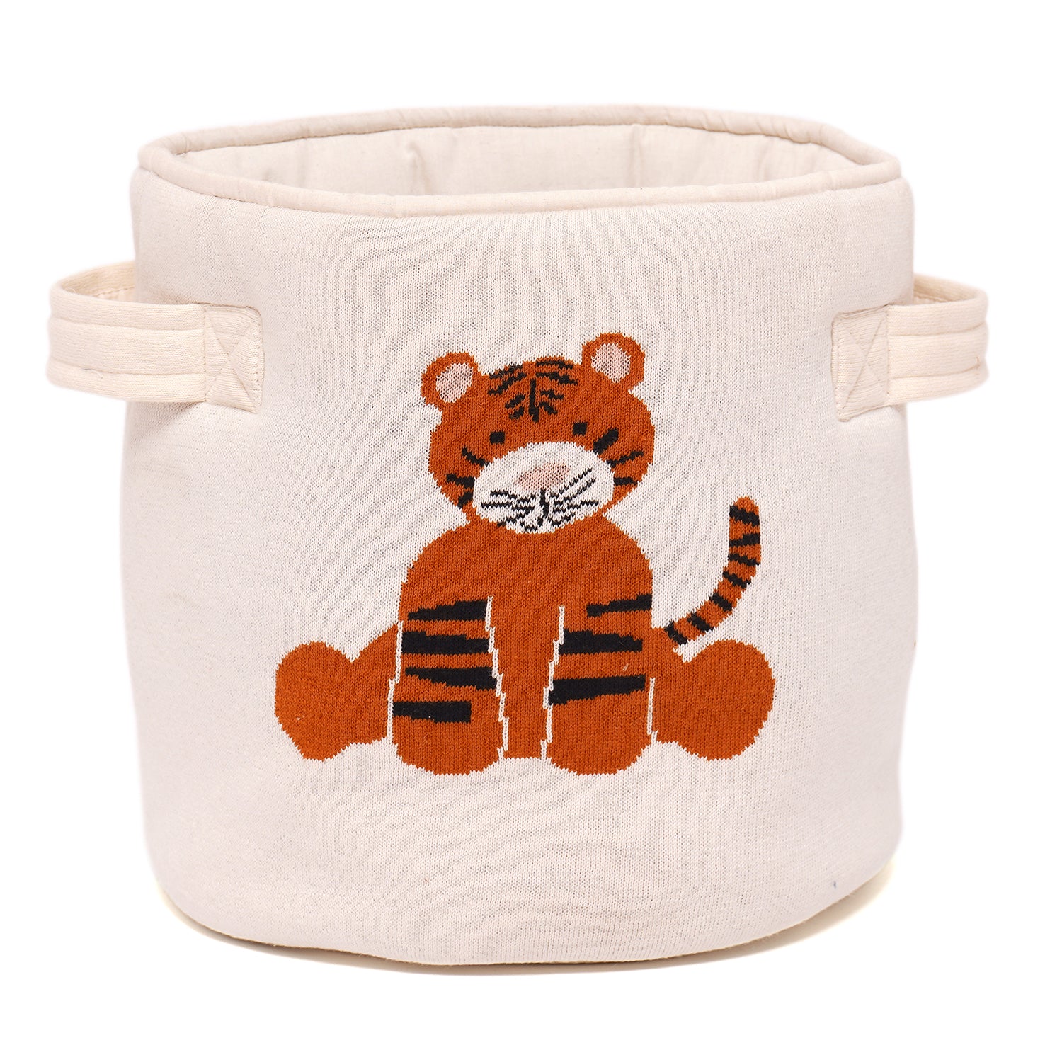 Tidy sleep 100% Cotton Knitted Tiger Print Multipurpose Storage Basket