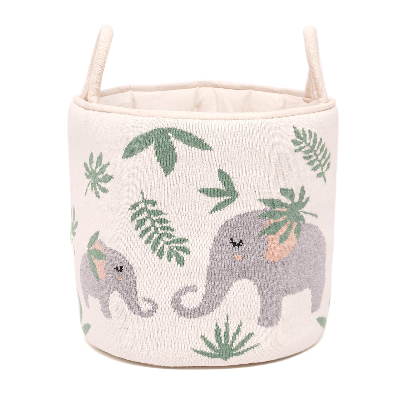 100% Cotton Knitted Elephant Print Storage Basket