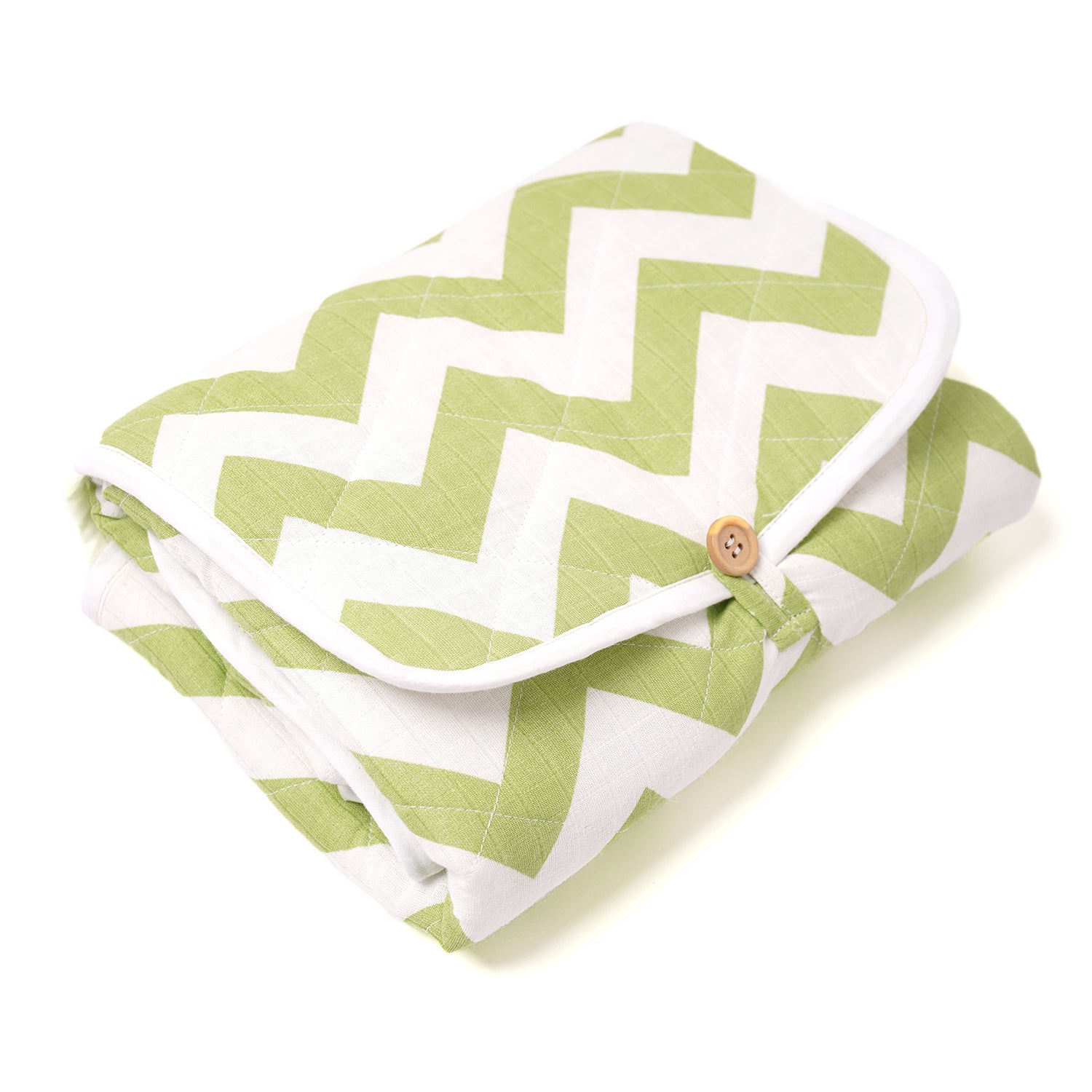 Muslin Waterproof On the go mat for baby | Foldable| with Button & Organizer Pocket ( Zig-Zag Chevron )