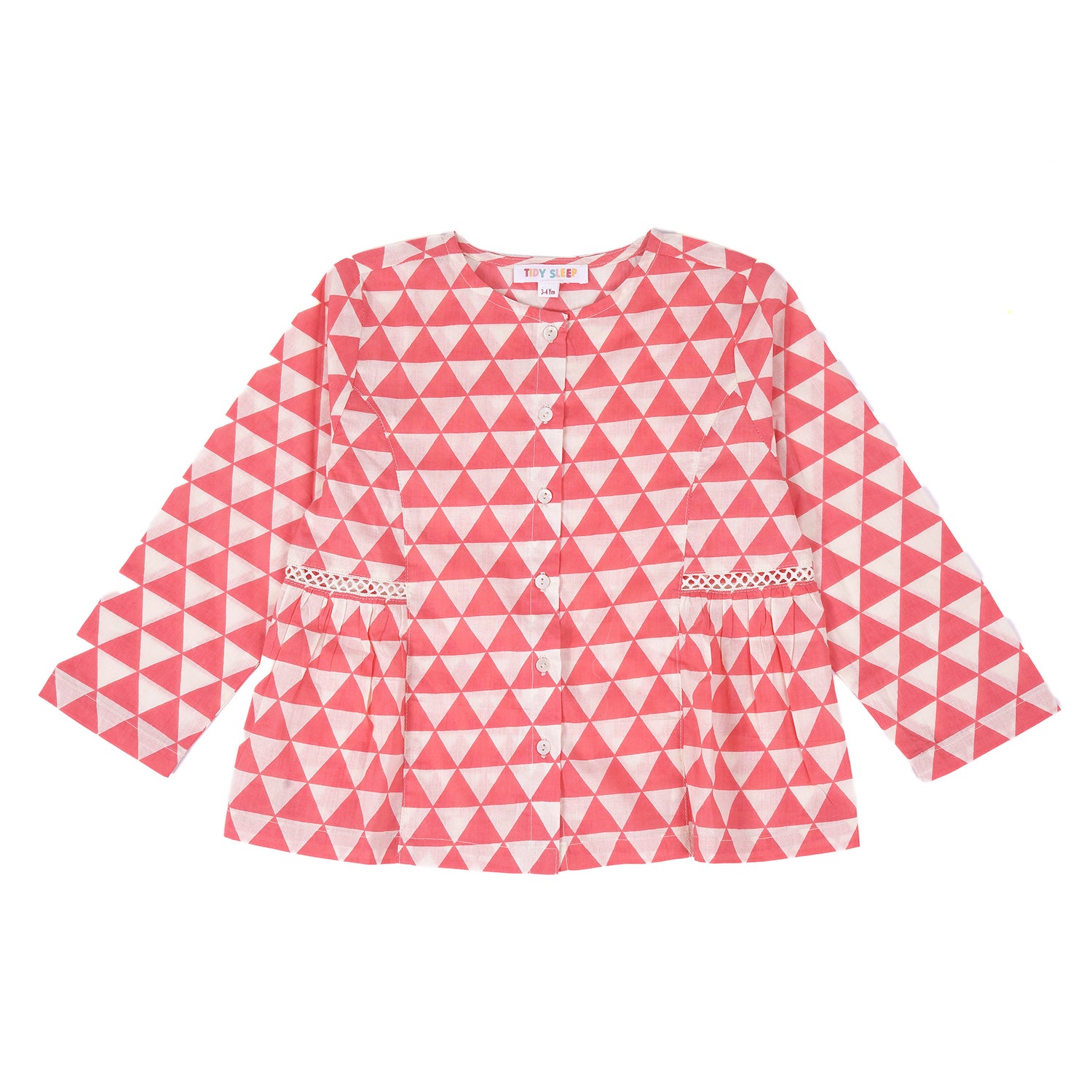 100% Cotton | Triangle Print Baby Girls  Night Suit | Nightwear | Sleepwear for Baby/Kids