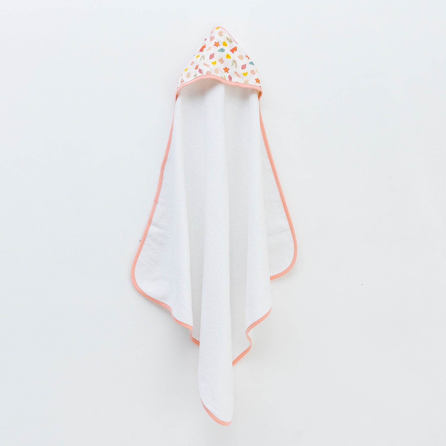 Baby Woven Muslin Hood Bath Towel With Face Napkin - Shells