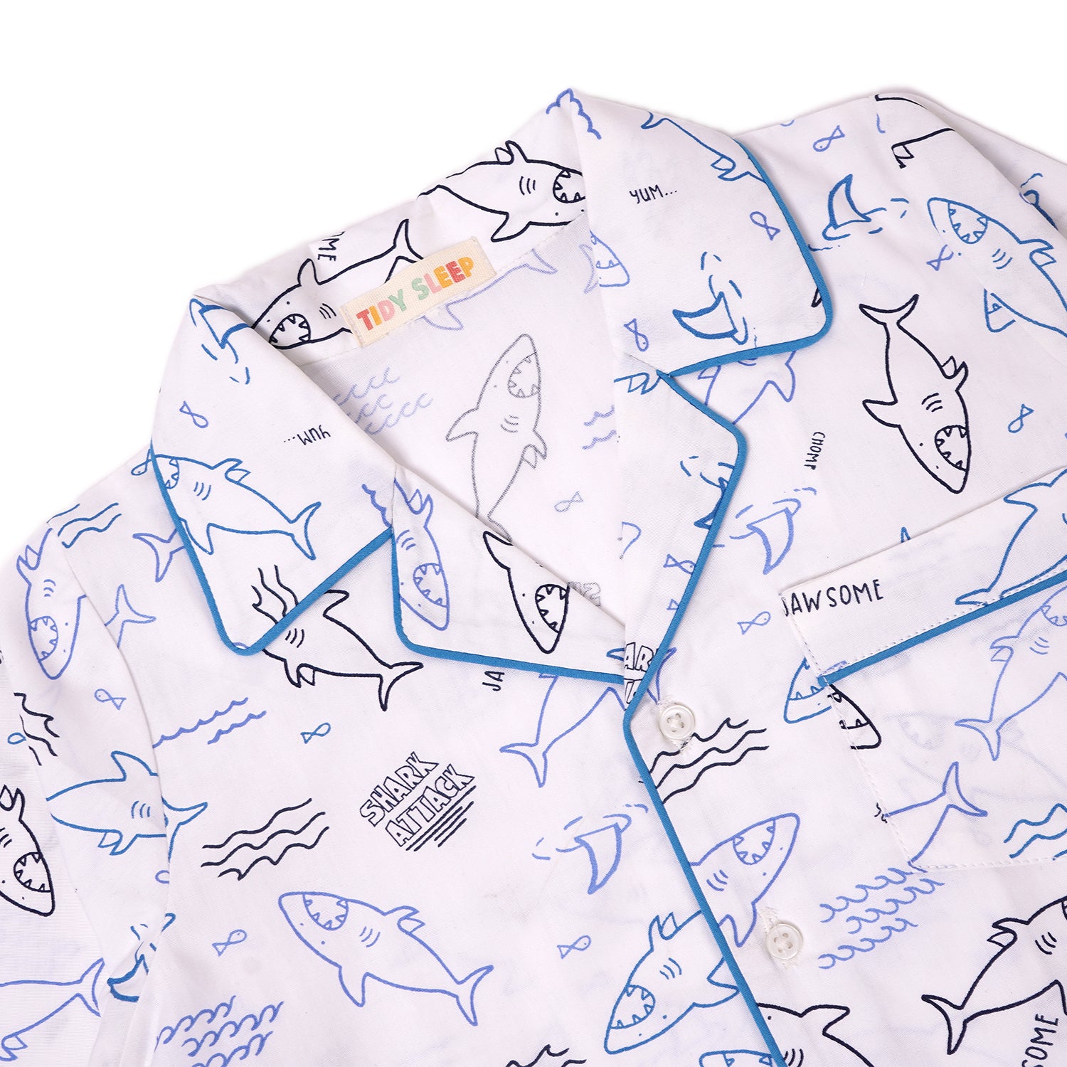 Cotton Blend | Shark Print Baby Boys  Night Suit | Nightwear | Sleepwear for Baby/Kids