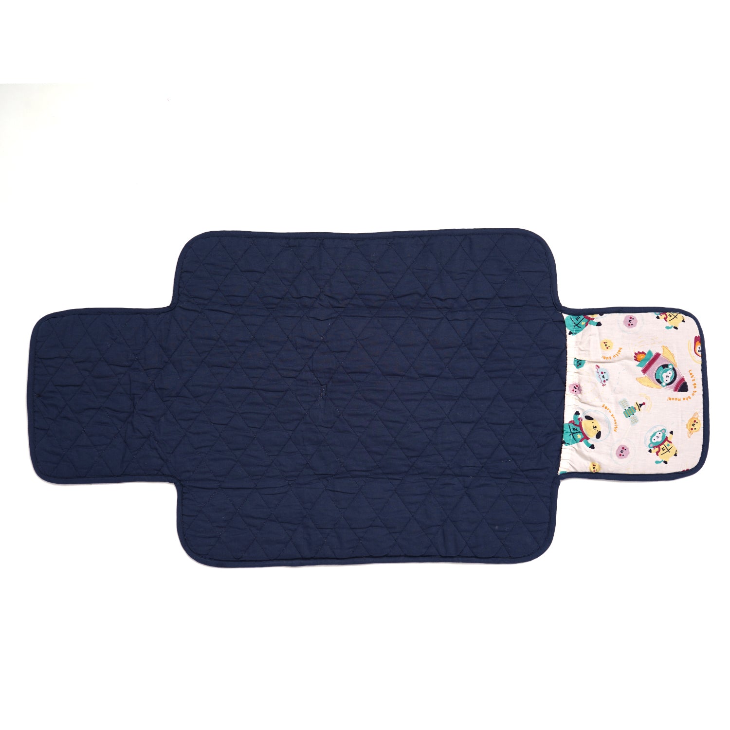 Poplin Waterproof On the go mat for baby | Foldable| with Button & Organizer Pocket ( Our Mission)