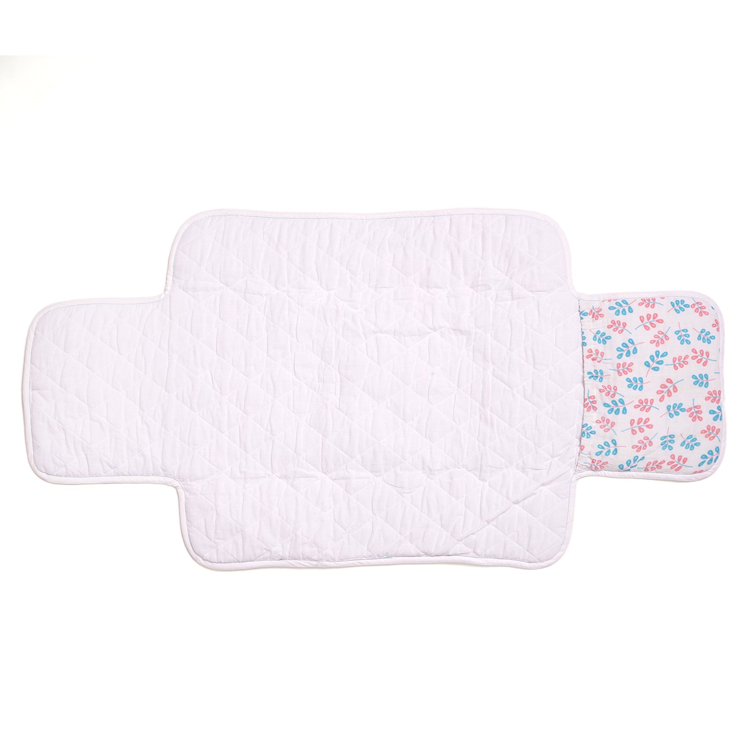 Muslin Waterproof On the go mat for baby | Foldable| with Button & Organizer Pocket ( Little Leaf )