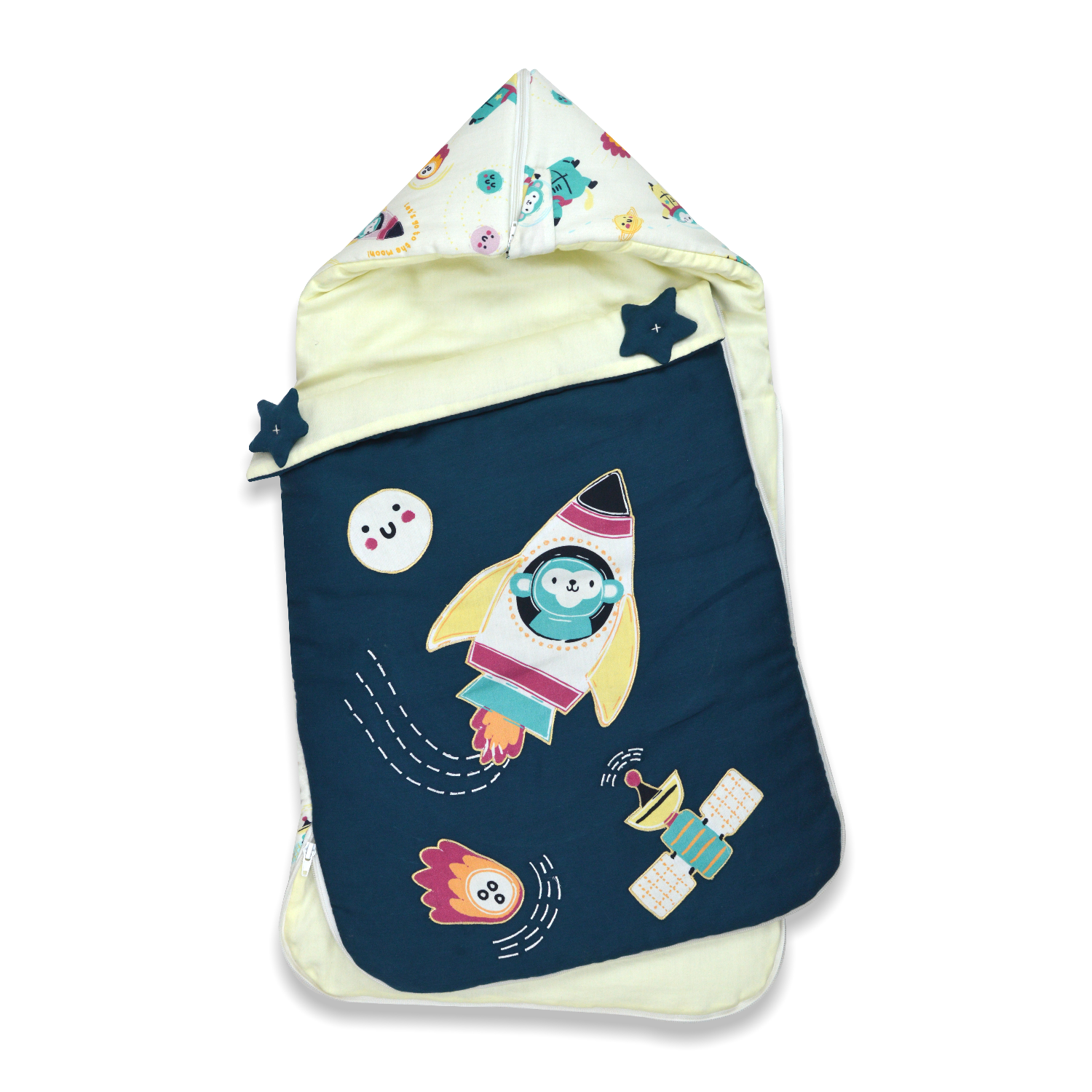 Baby Cotton Carry Nest - Space Our Mission Nevy Blue