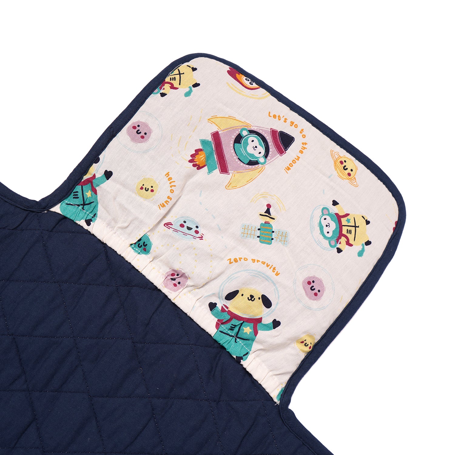 Poplin Waterproof On the go mat for baby | Foldable| with Button & Organizer Pocket ( Our Mission)