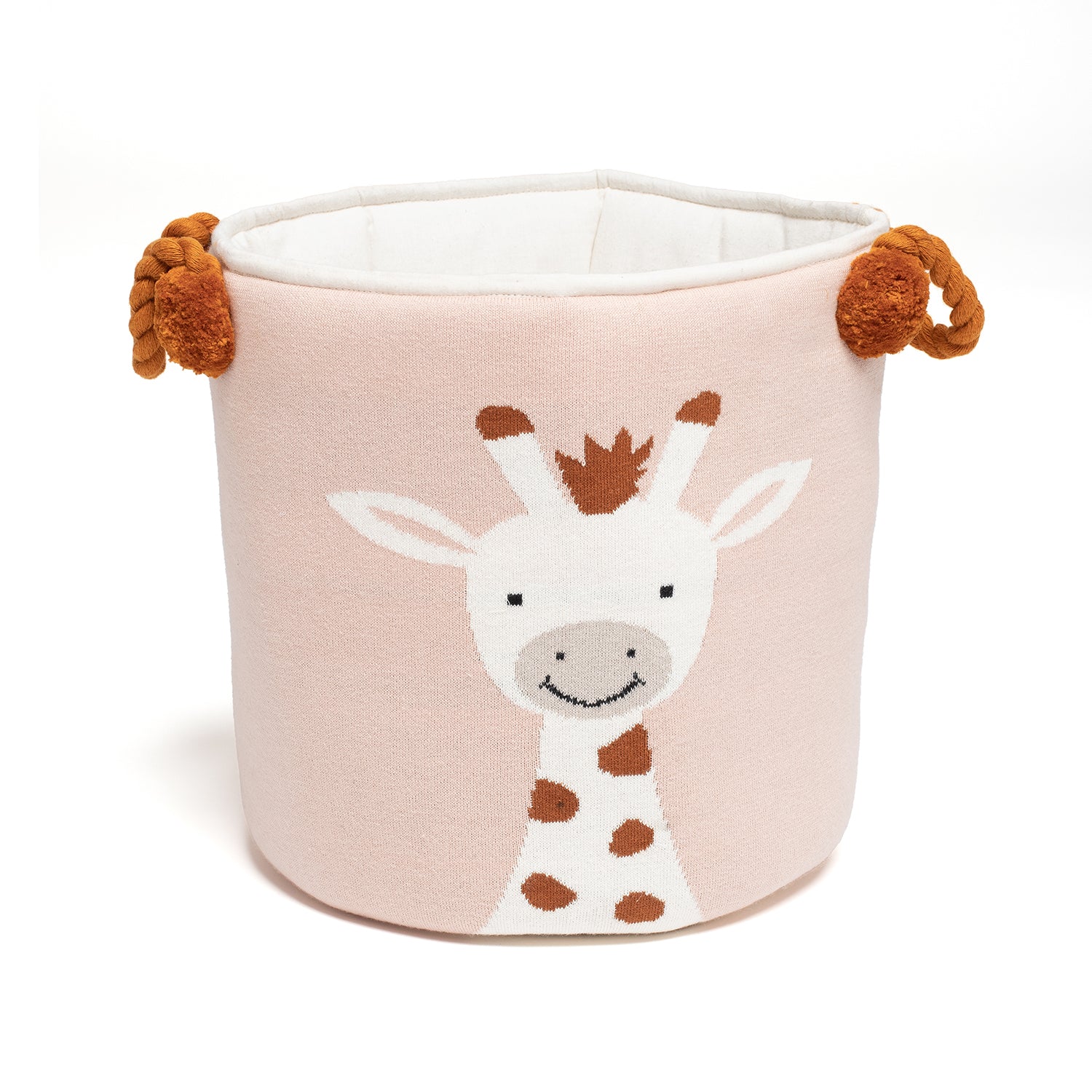 100% Cotton Knitted Multipurpose Storage Basket with Knitted Blanket Set-Giraffe