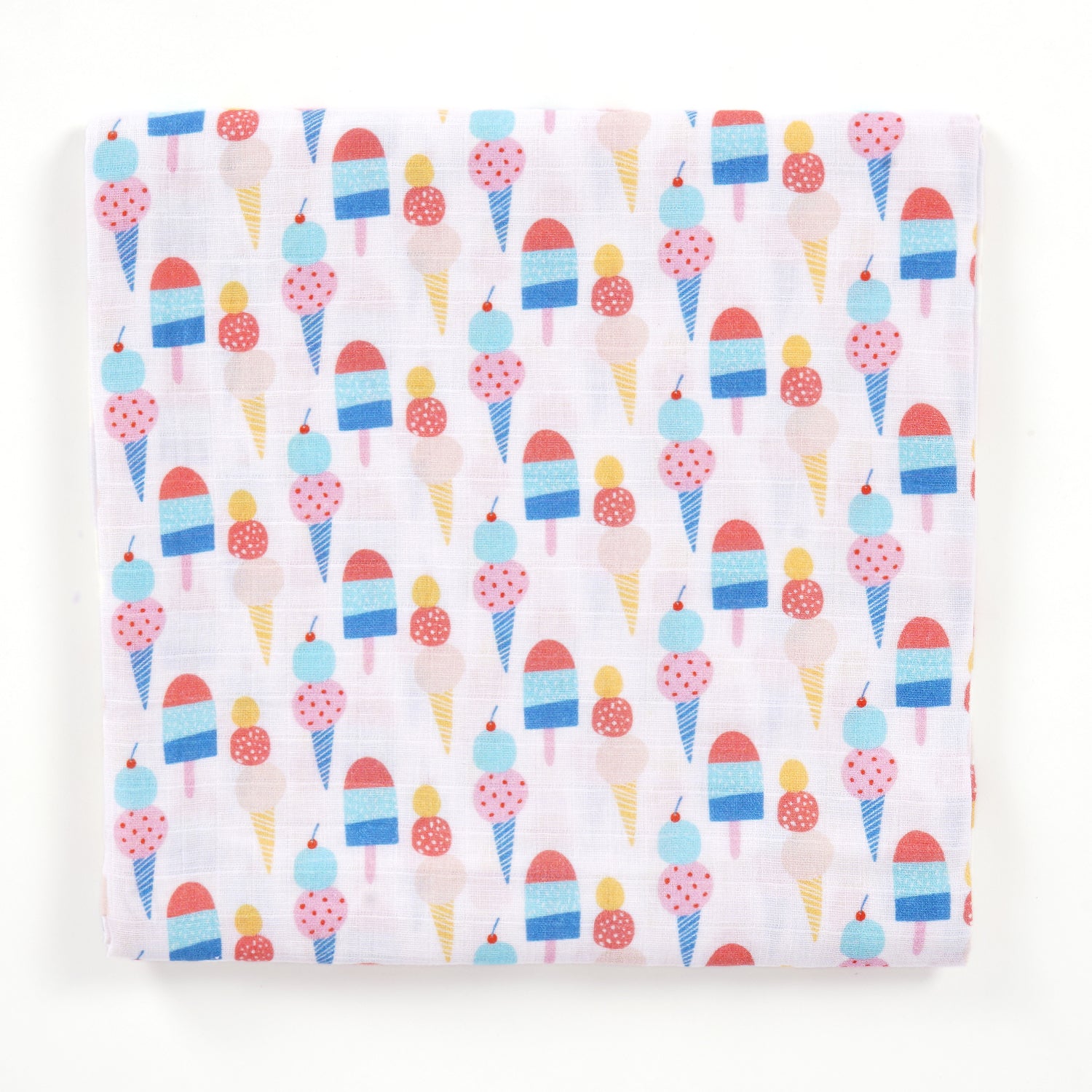 Baby changing mat with ice cream print.