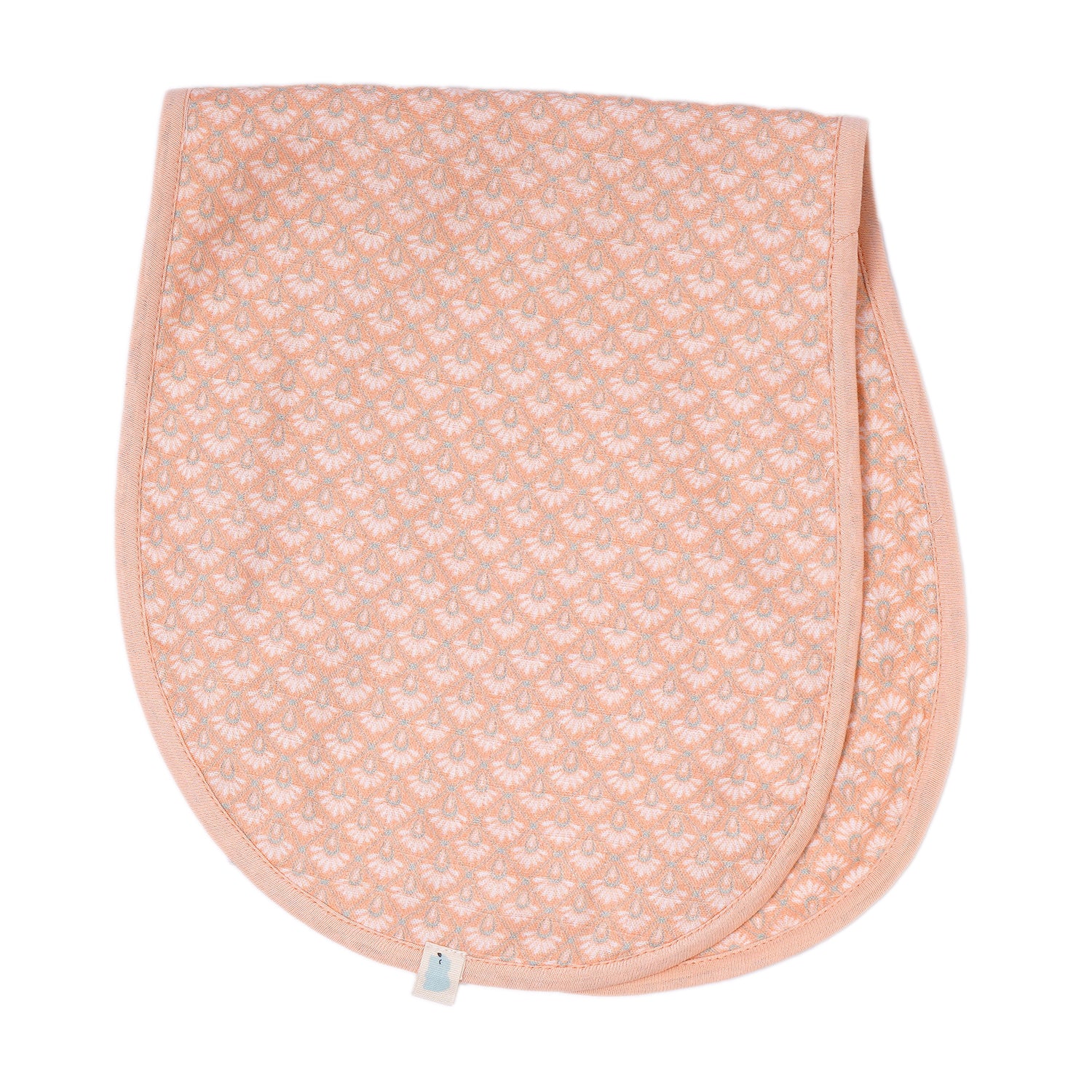 peace baby burp cloth with a subtle geometric pattern, made of soft absorbent fabric.