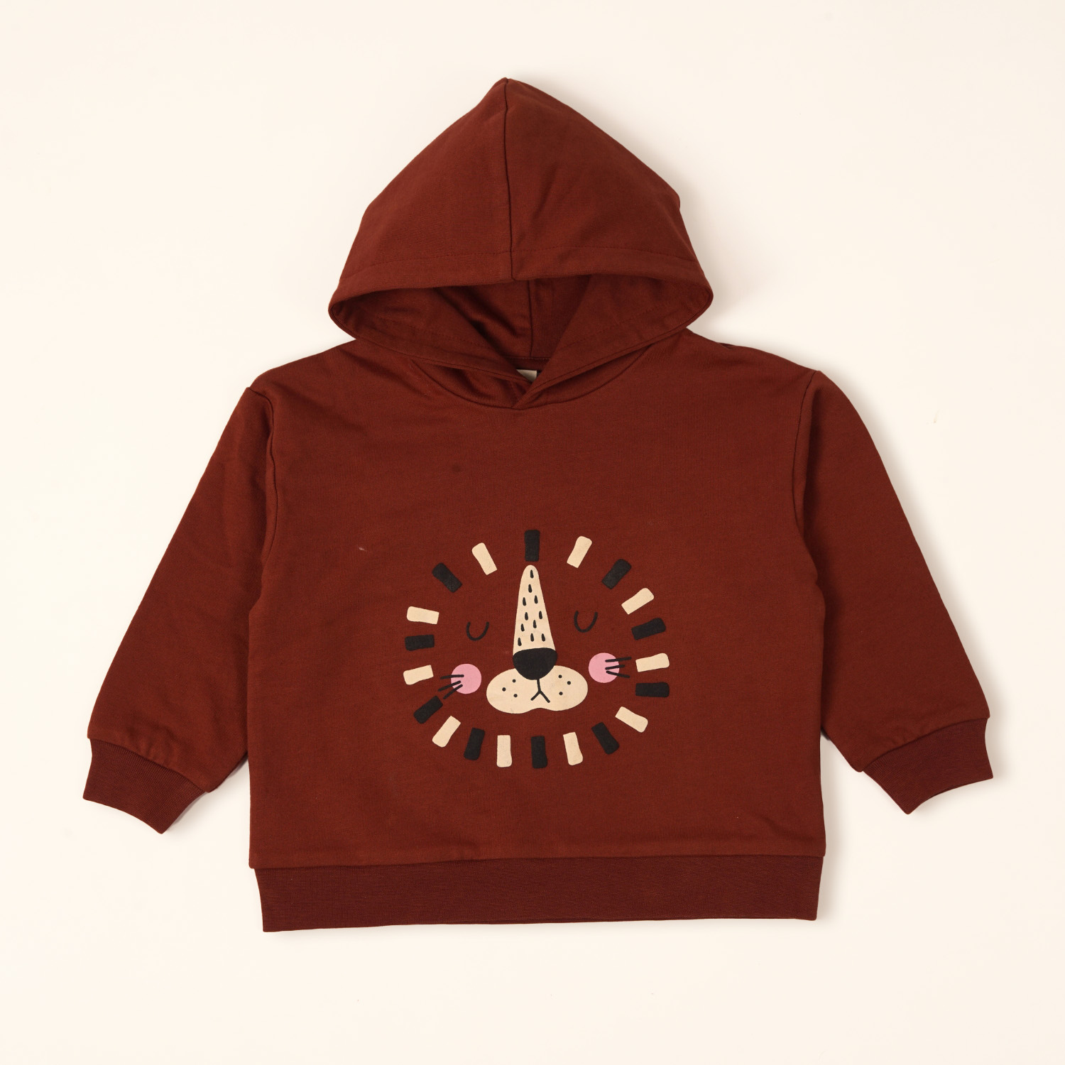 brown color Lion Hooded Sweat Shirt