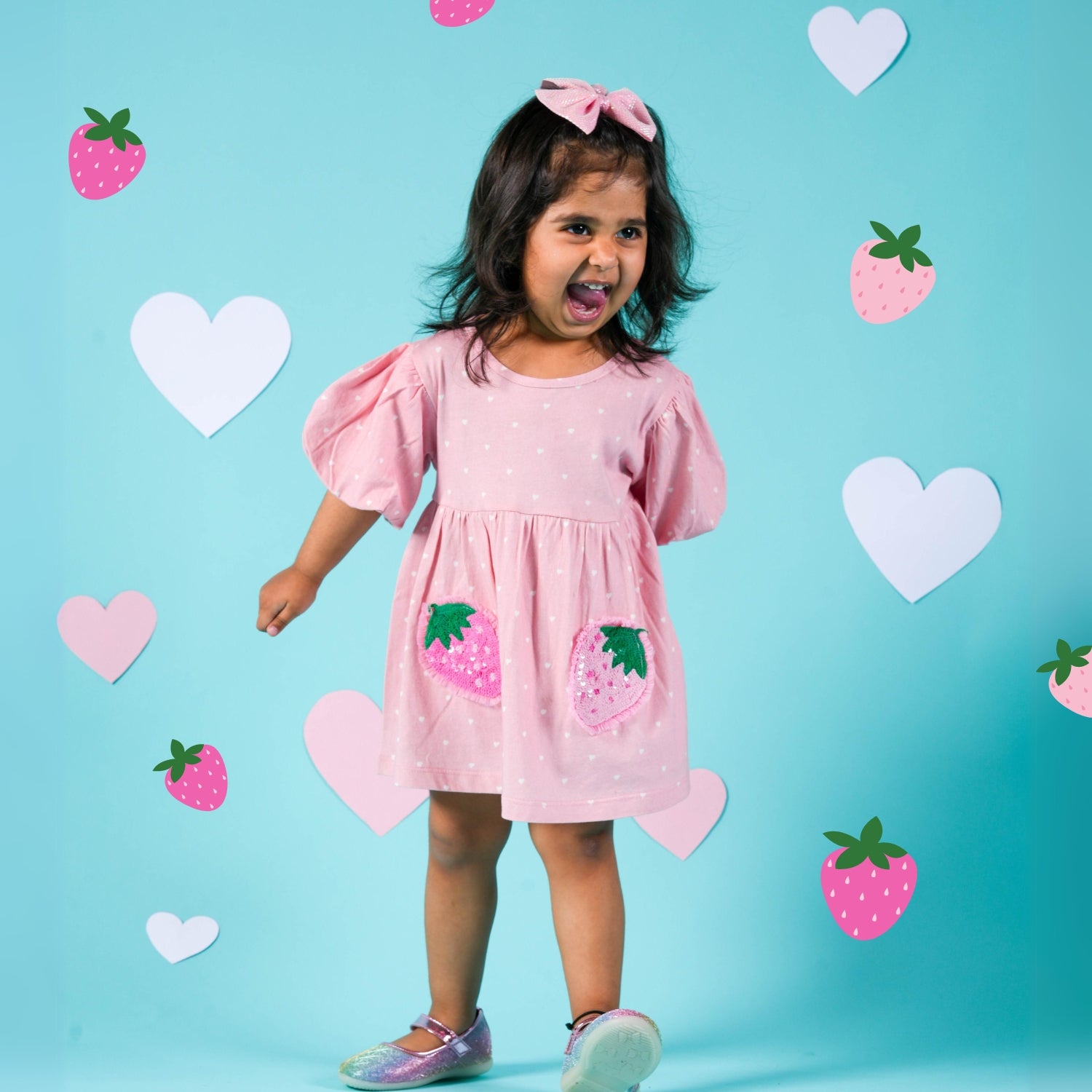 Summer Party Strawberry Dress Frock for Baby Girls
