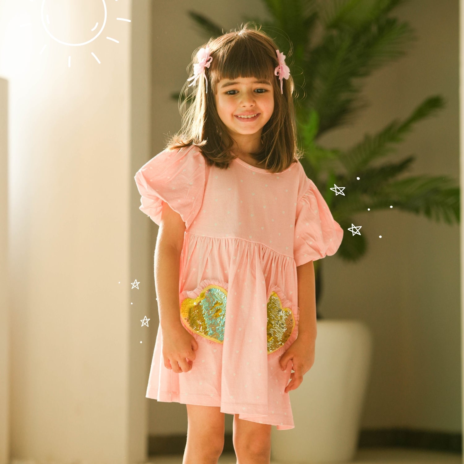 Summer Party Heart Dress Frock for Baby Girls