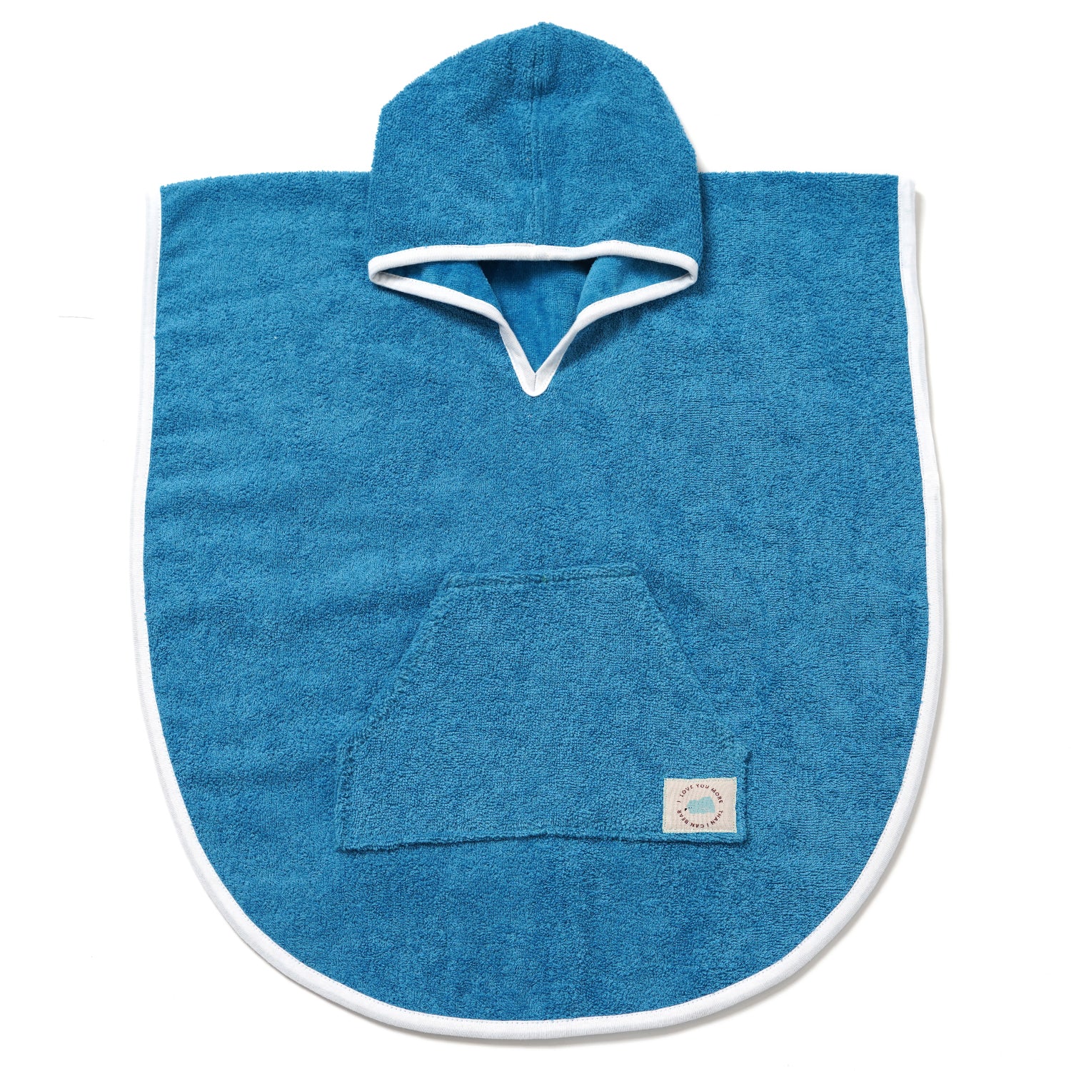 100% Cotton Woven Baby Poncho Towel Soft and Absorbent Hooded Towel (Blue)