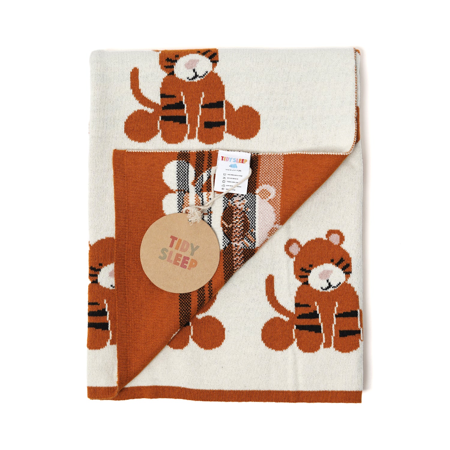 Tidy sleep 100% Cotton Tiger Print Multipurpose Knitted Baby Blanket