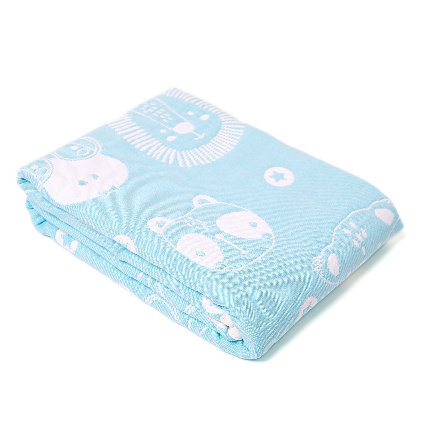 Organic Cotton Yarn Dyed Blanket - Party Animals - Blue