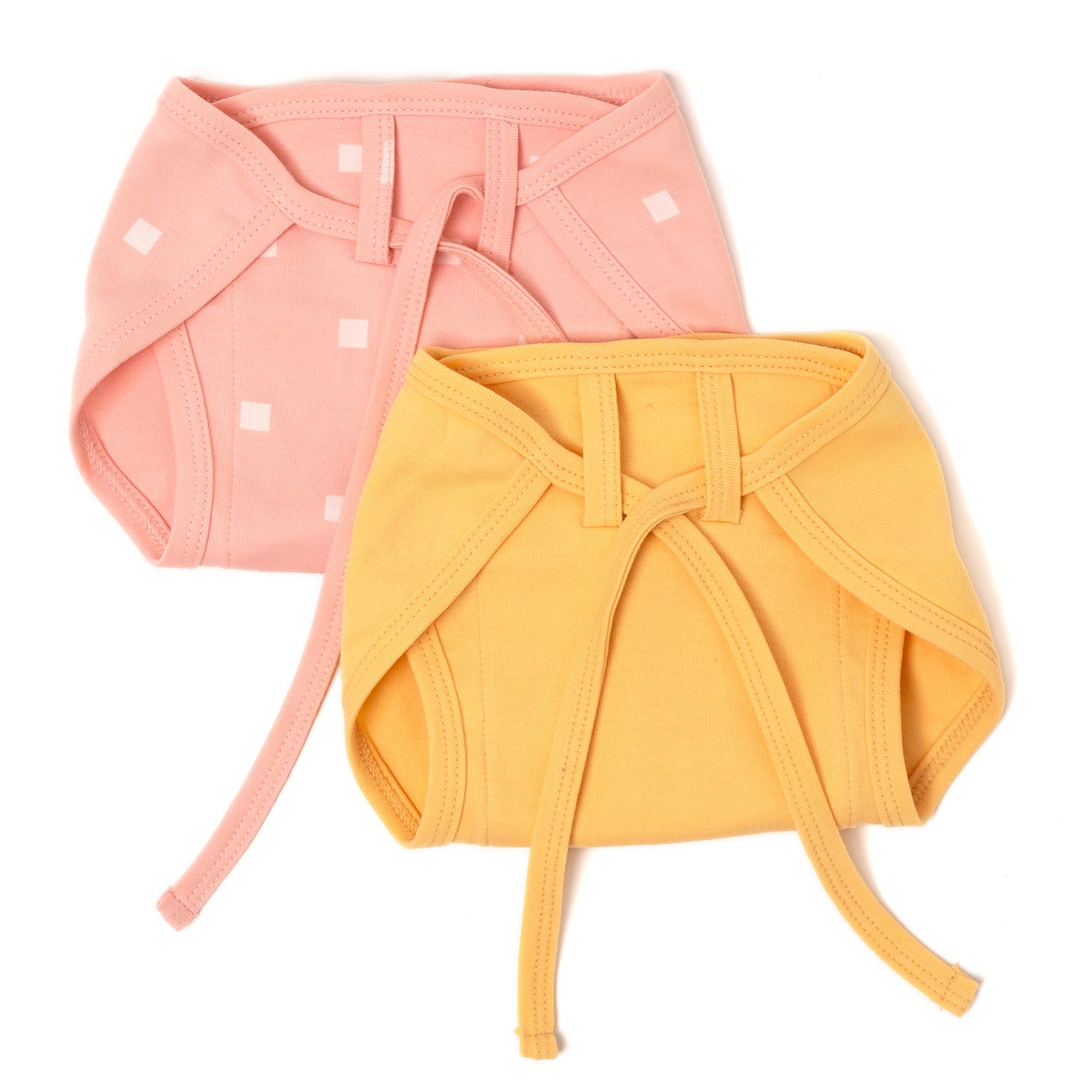 100% Cotton Jersey Nappies [Set - 3] Pack of 2 Solid Yellow & Pink Polka