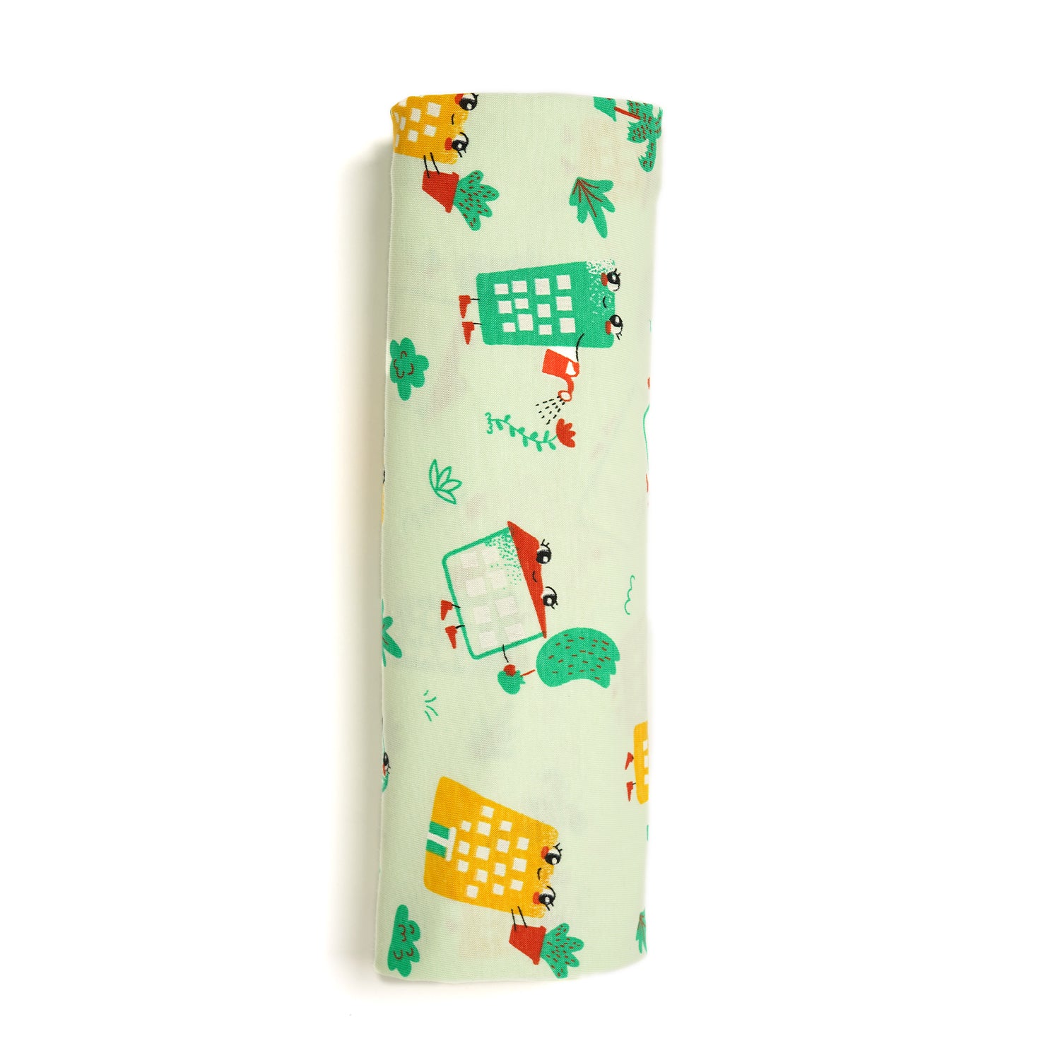 Cotton Jersey Swaddle - Green Wild City