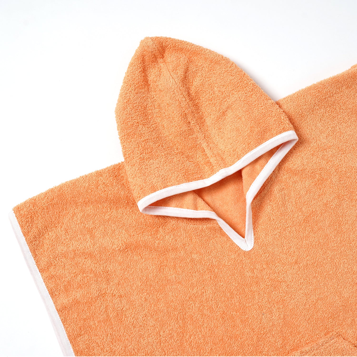 100% Cotton Woven Baby Poncho Towel Soft and Absorbent Hooded Towel (Orange)