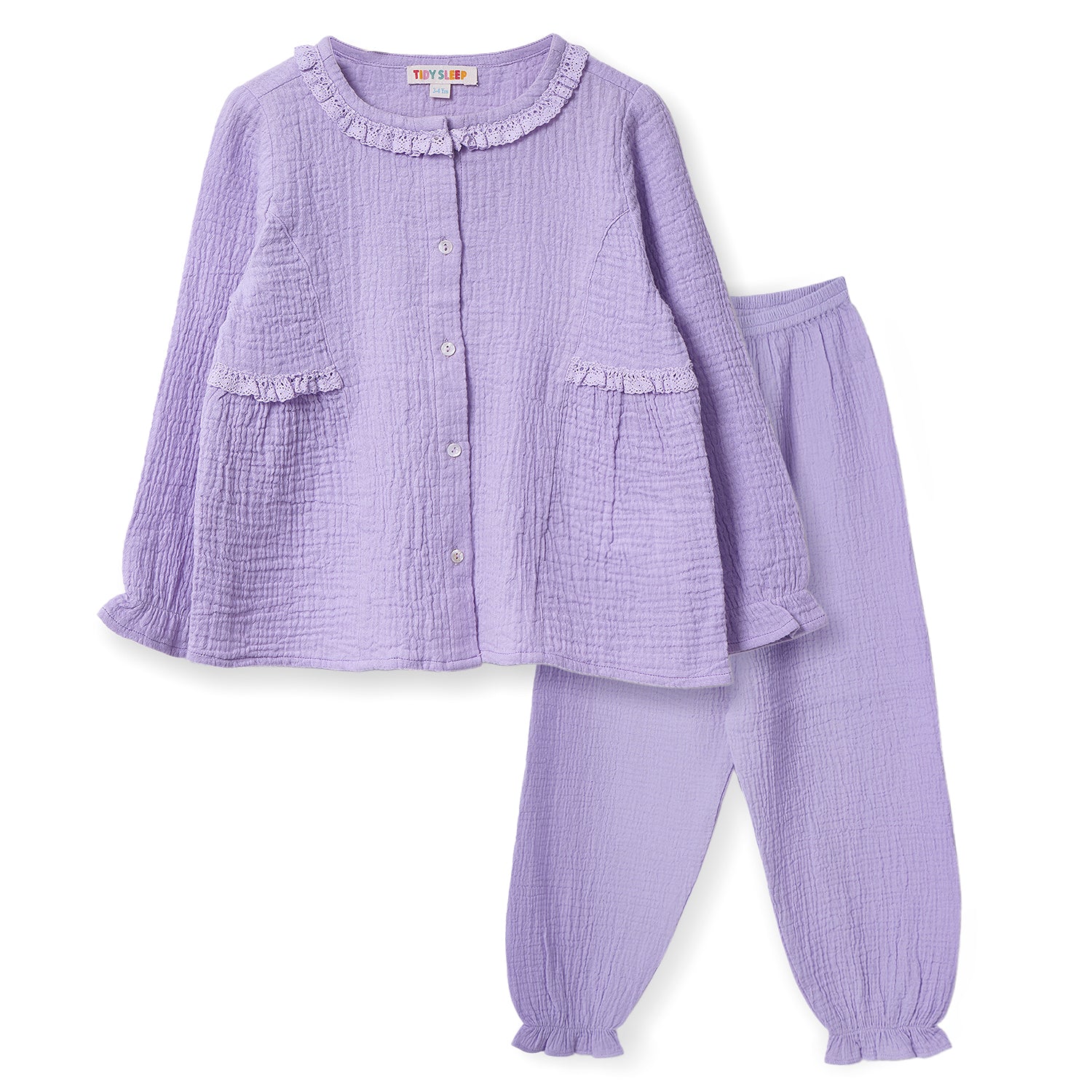 Cotton Gauze Night Suit (Lavender)