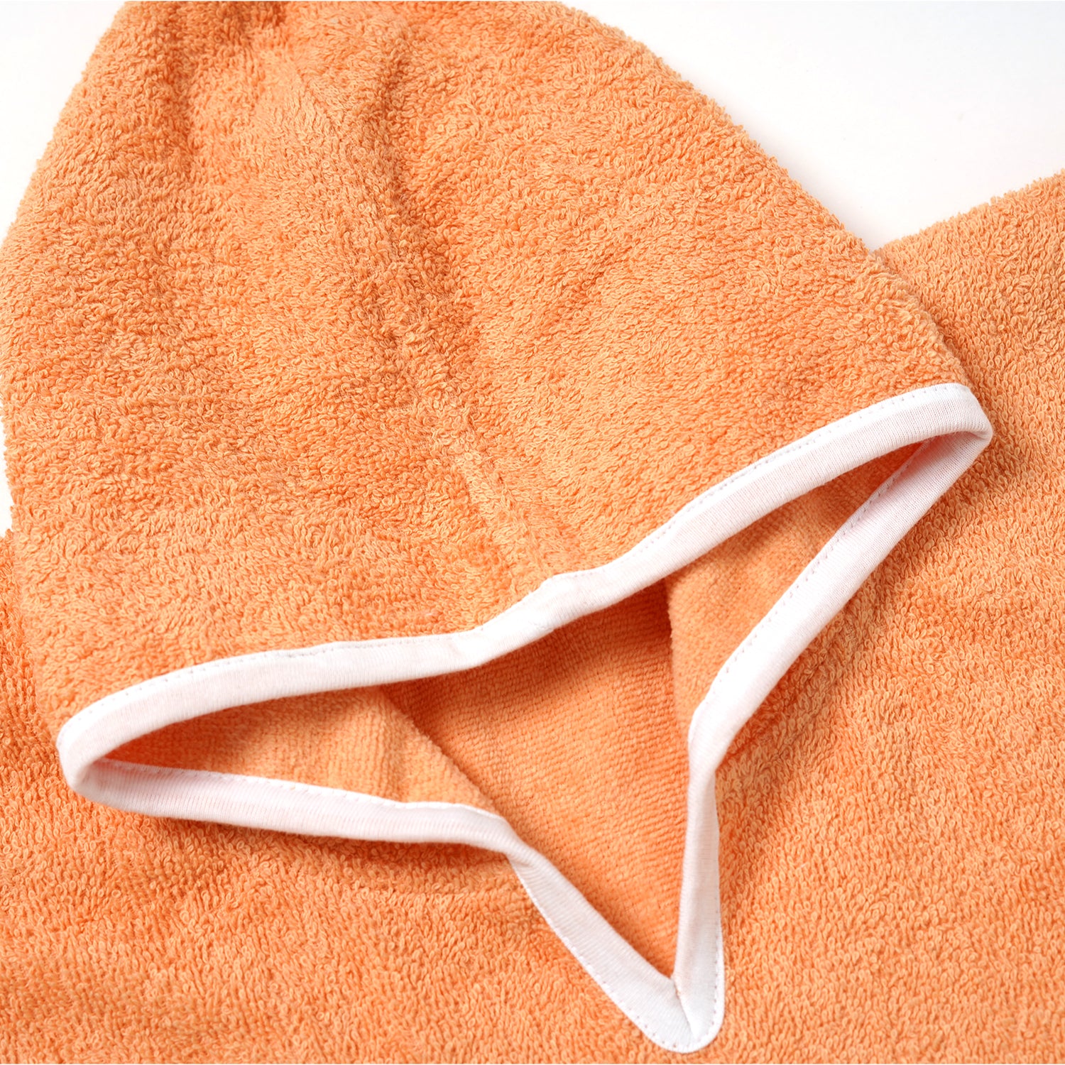 100% Cotton Woven Baby Poncho Towel Soft and Absorbent Hooded Towel (Orange)