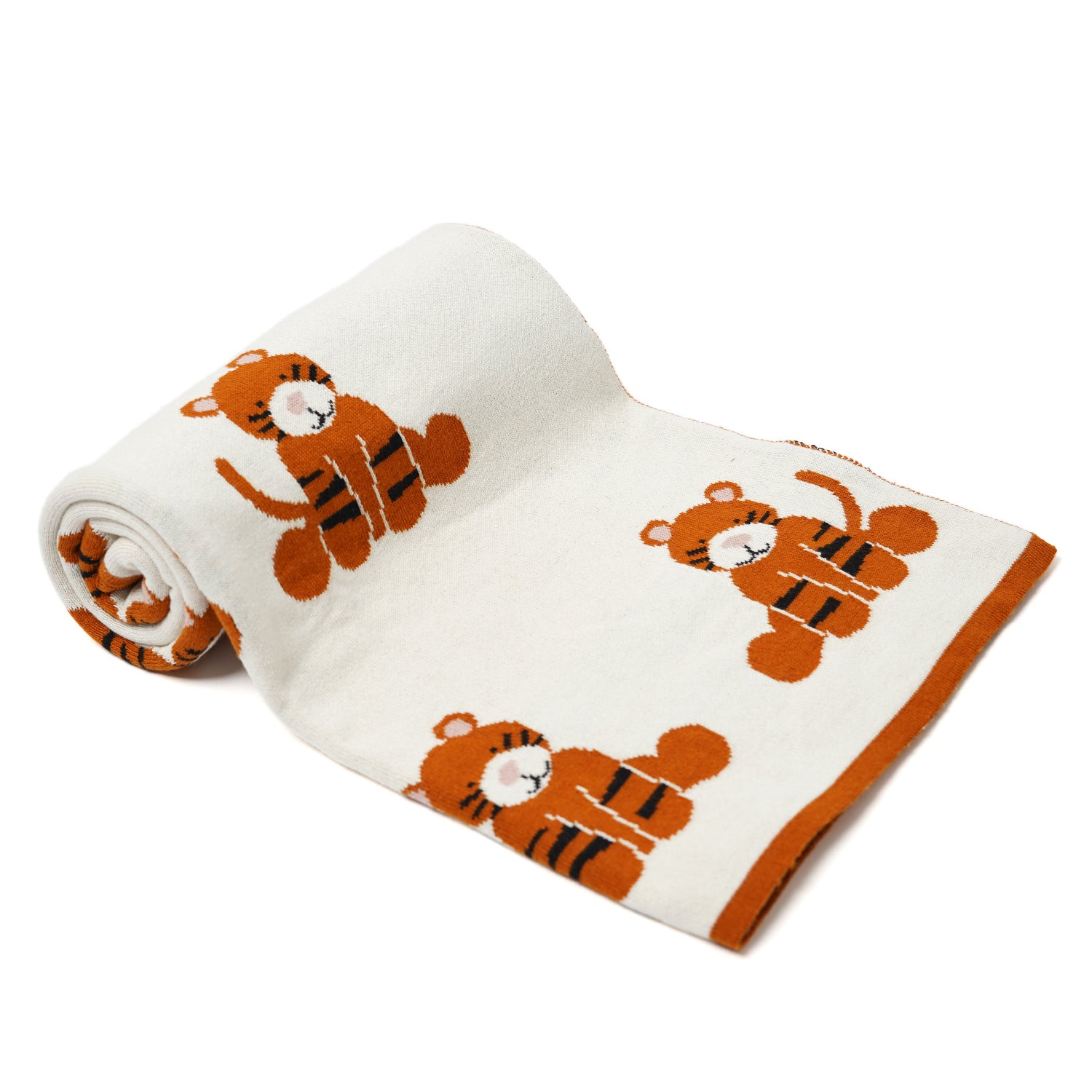 100% Knitted Cotton Tiger Print Knitted Blanket