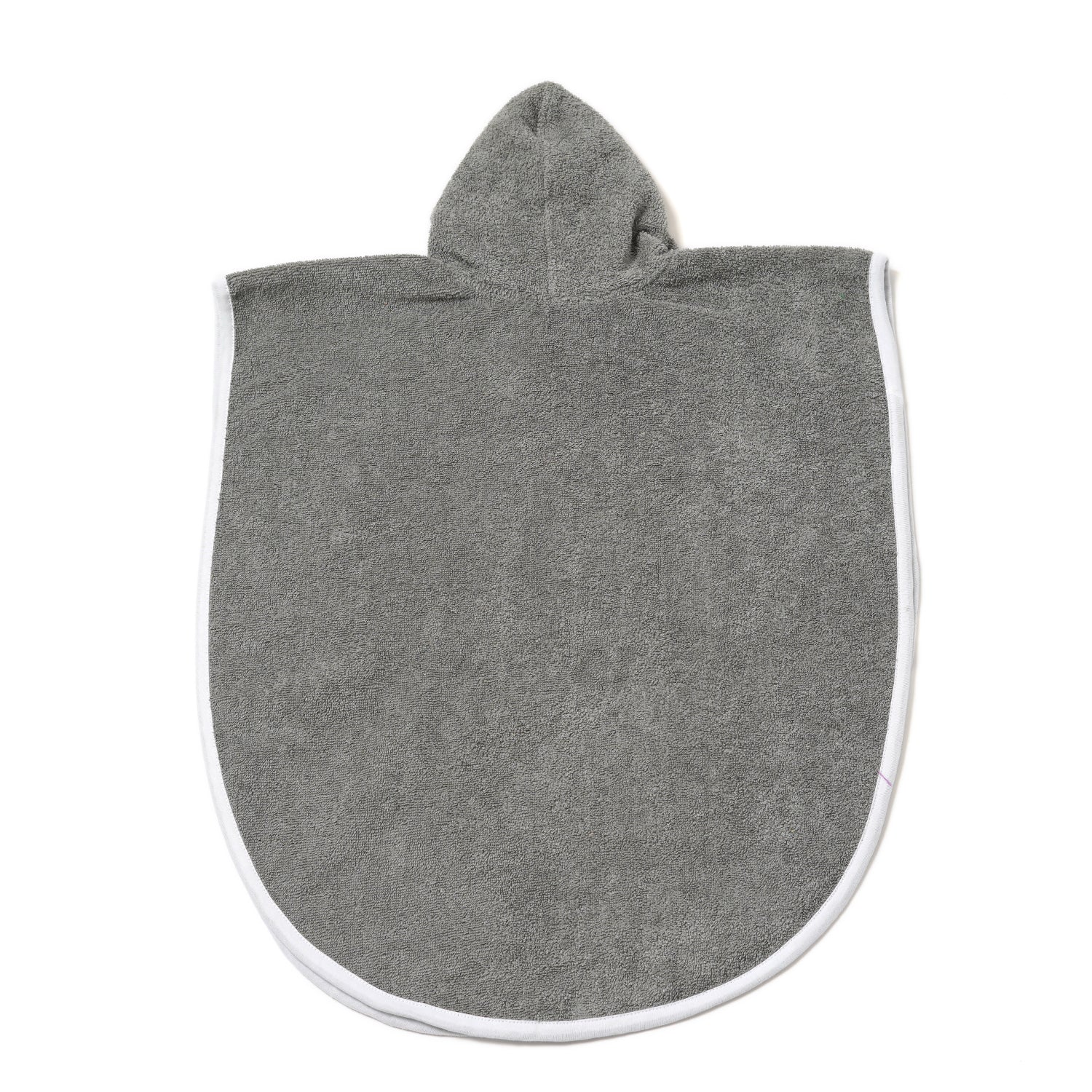 100% Cotton Woven Baby Poncho Towel Soft and Absorbent Hooded Towel (Grey)