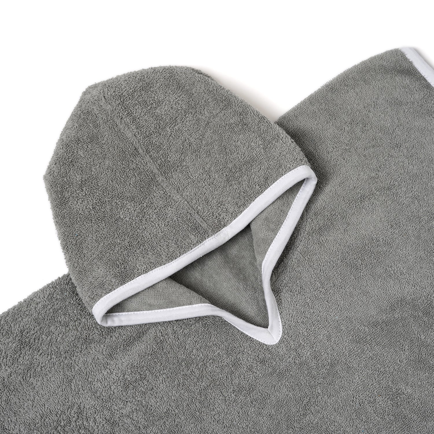 100% Cotton Woven Baby Poncho Towel Soft and Absorbent Hooded Towel (Grey)