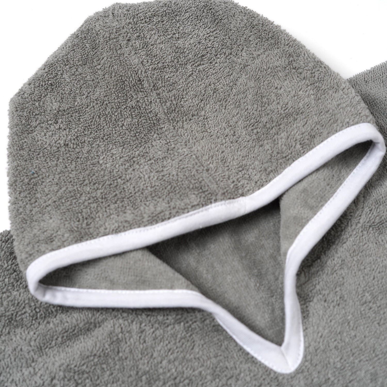 100% Cotton Woven Baby Poncho Towel Soft and Absorbent Hooded Towel (Grey)