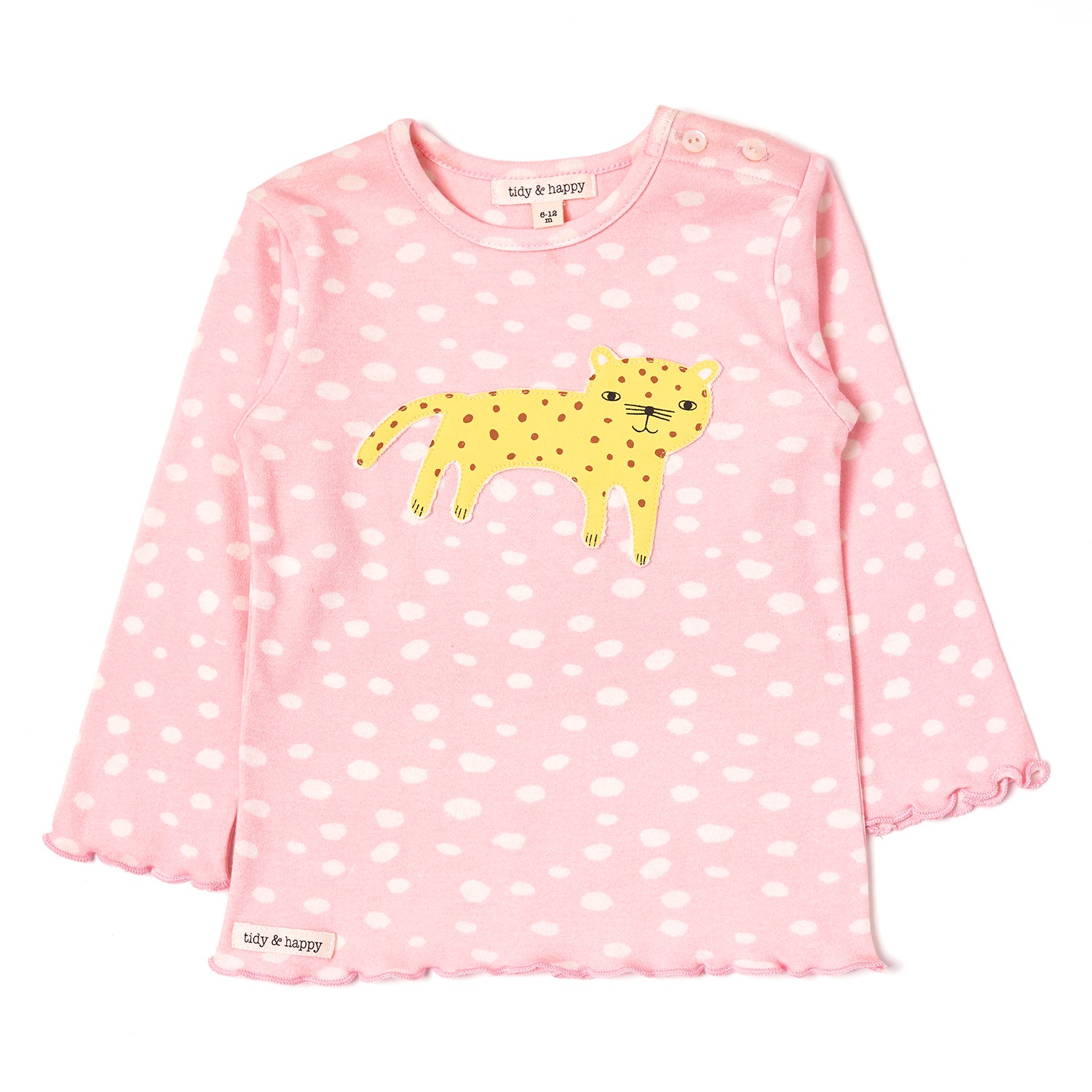 Stylish Comfy Pink Polka (Leopard Print) Top for baby Girls