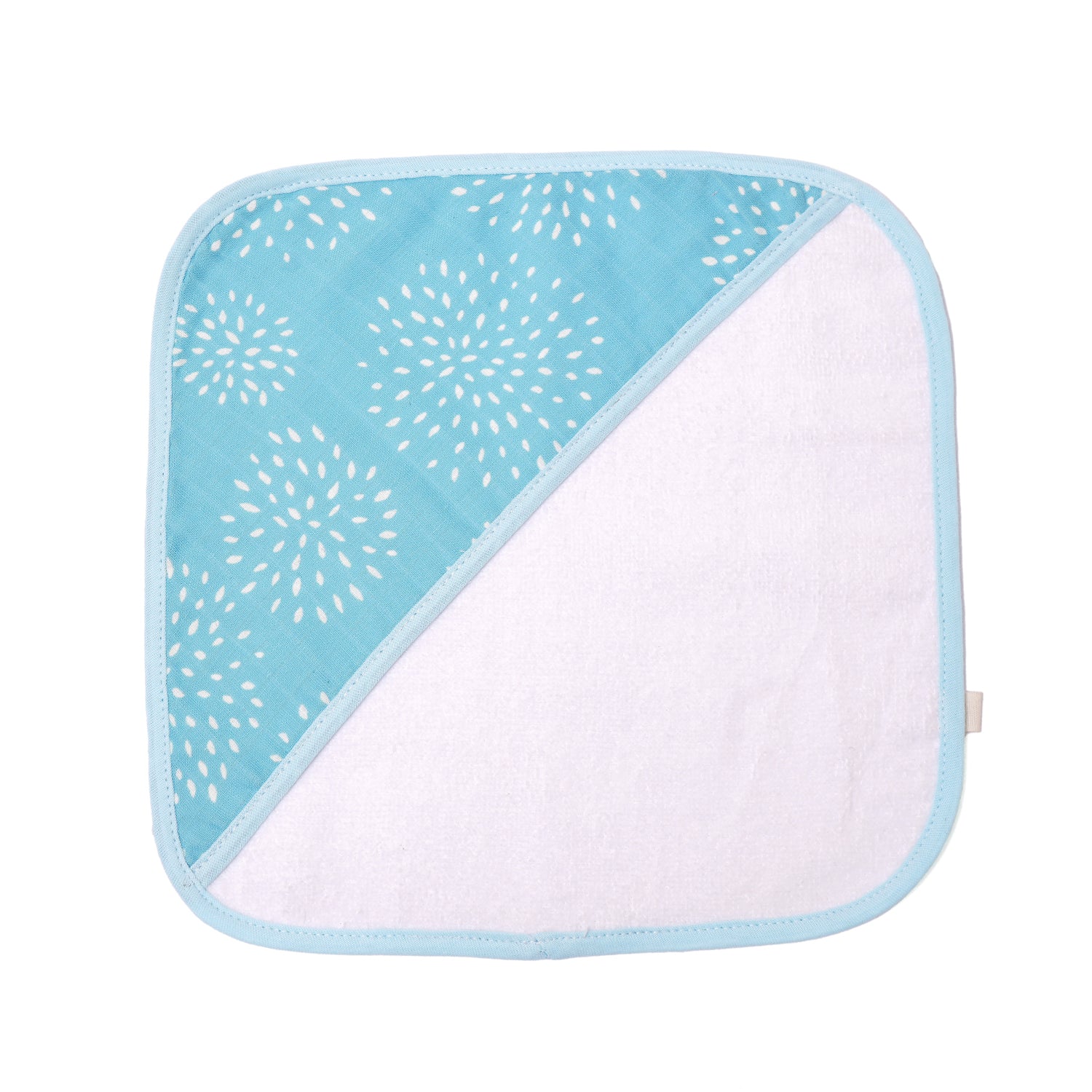 Muslin Baby Face Cloth/Face Towel for New Born Pack 2 ( Shells & Blue Puff )