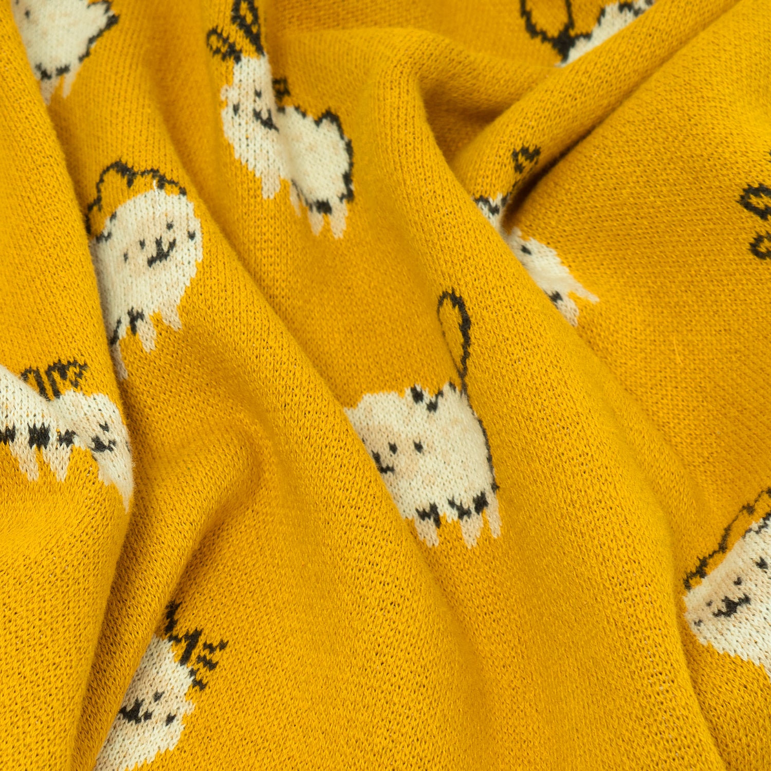 100% Knitted Cotton Baa-Baa Sheep Print Knitted Blanket