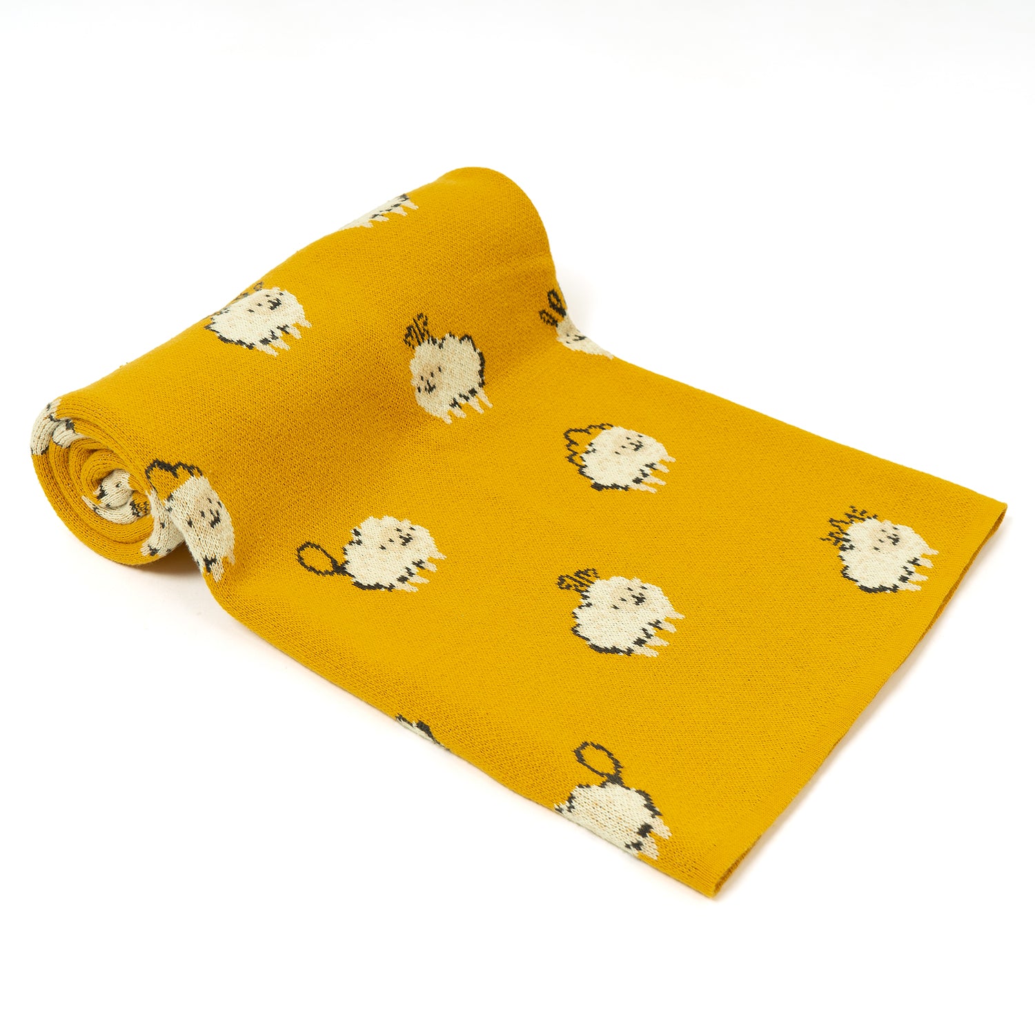 100% Knitted Cotton Baa-Baa Sheep Print Knitted Blanket