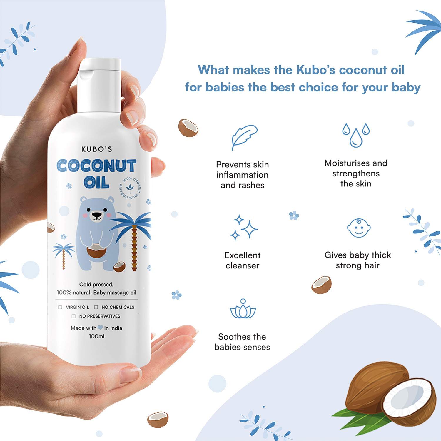Kubo's Coconut Massage Oil (Cold Pressed ) 100 ml