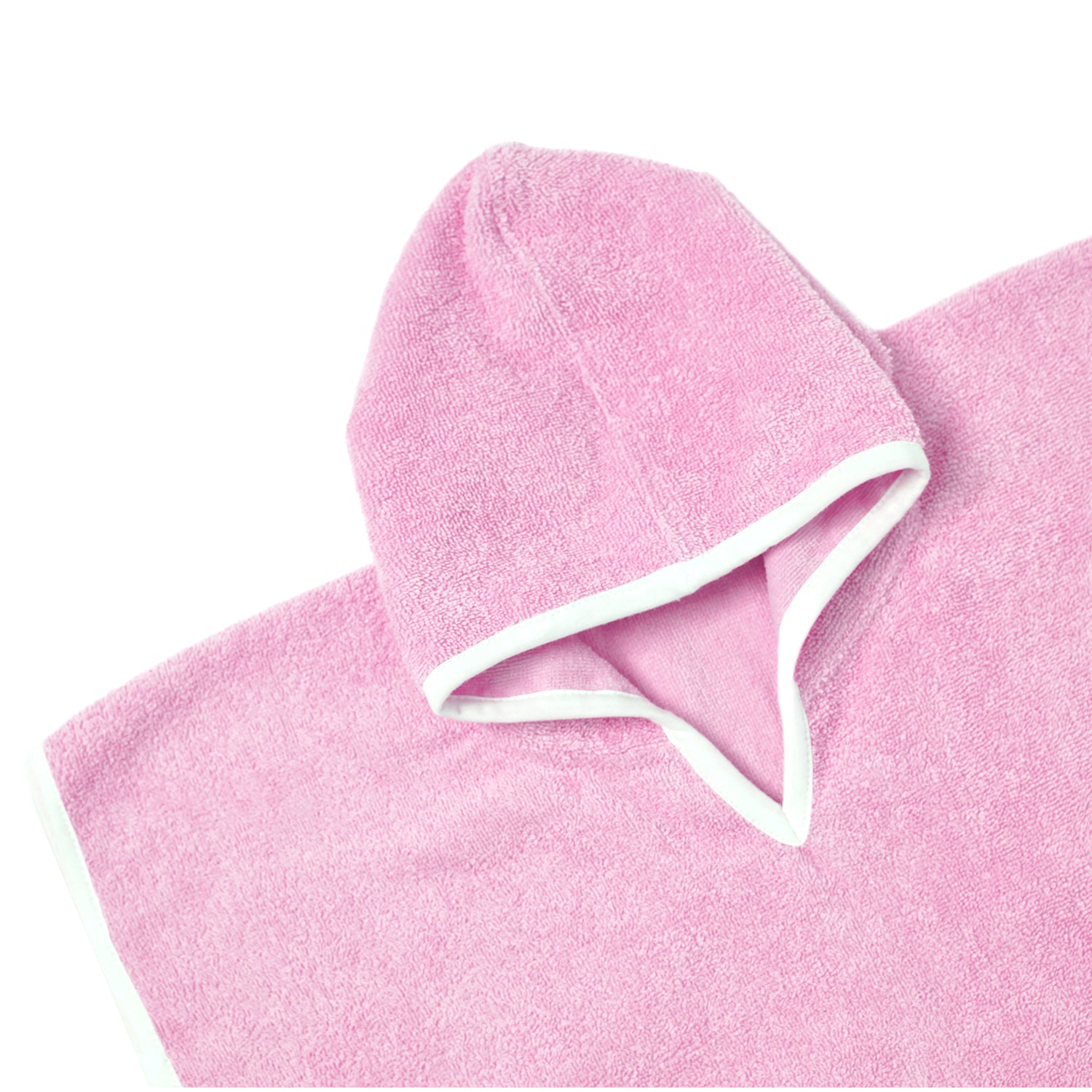 100% Cotton Woven Baby Poncho Towel Soft and Absorbent Hooded Towel (Baby Pink)