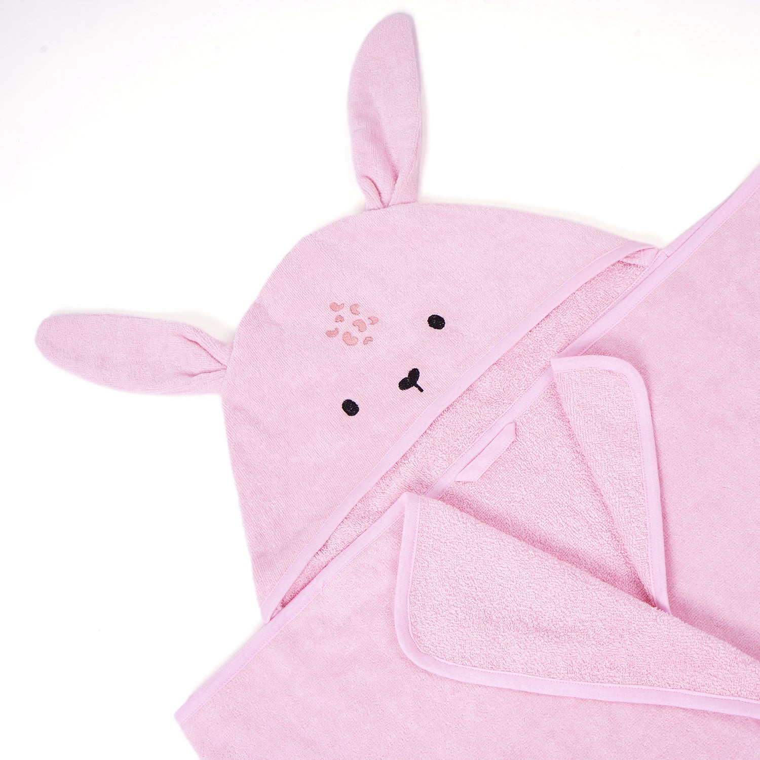 100% Cotton Woven Baby Toddler Towel Soft and Absorbent Hooded Towel (Baby Pink) Baby Bunny