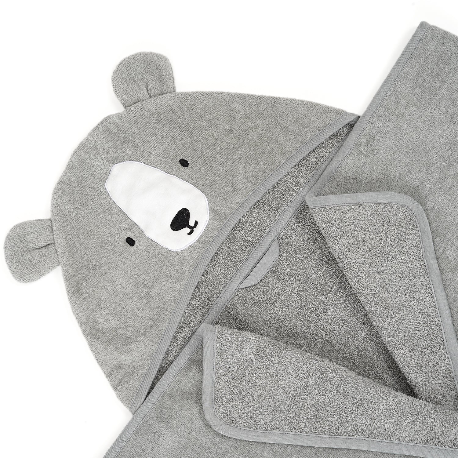 100% Cotton Woven Baby Toddler Towel Soft and Absorbent Hooded Towel (Grey) Baby Bear