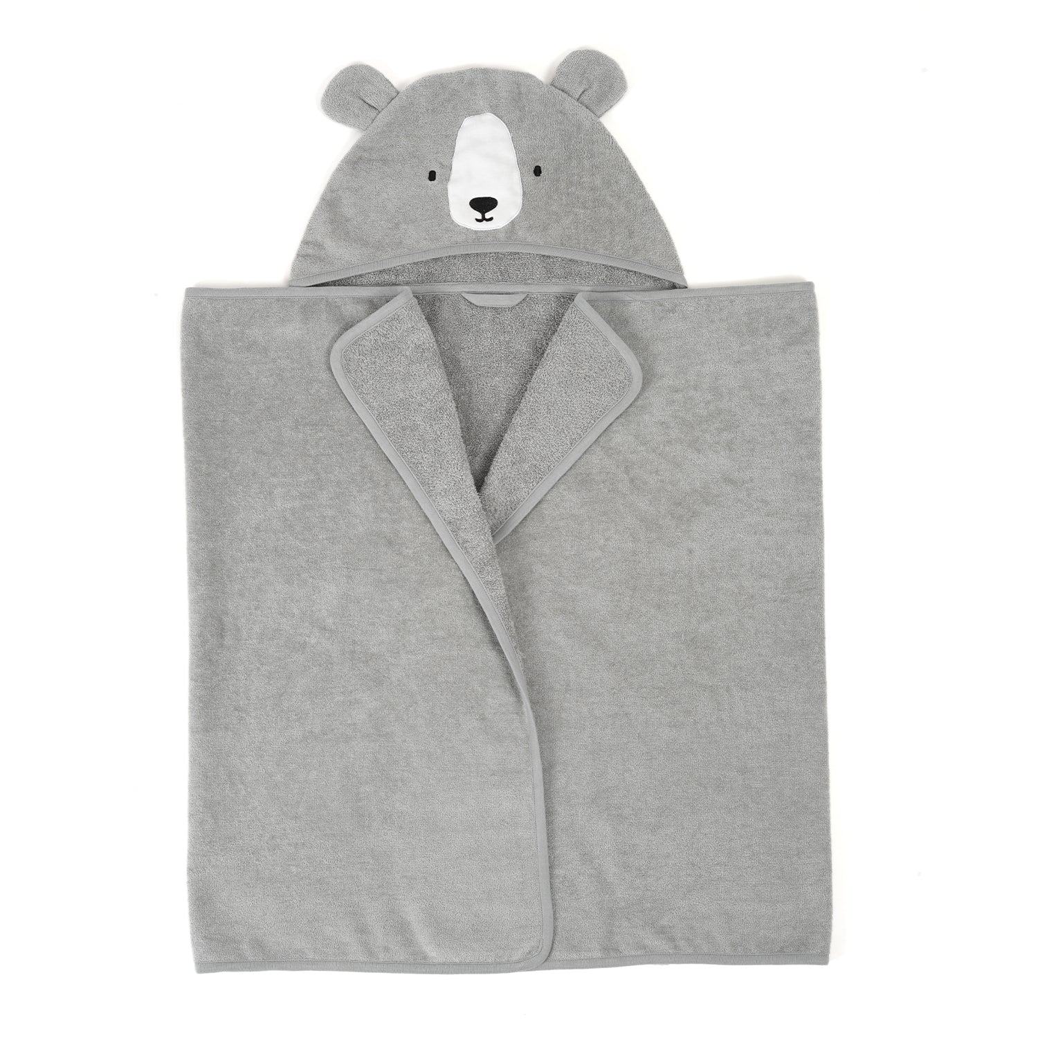 100% Cotton Woven Baby Toddler Towel Soft and Absorbent Hooded Towel (Grey) Baby Bear