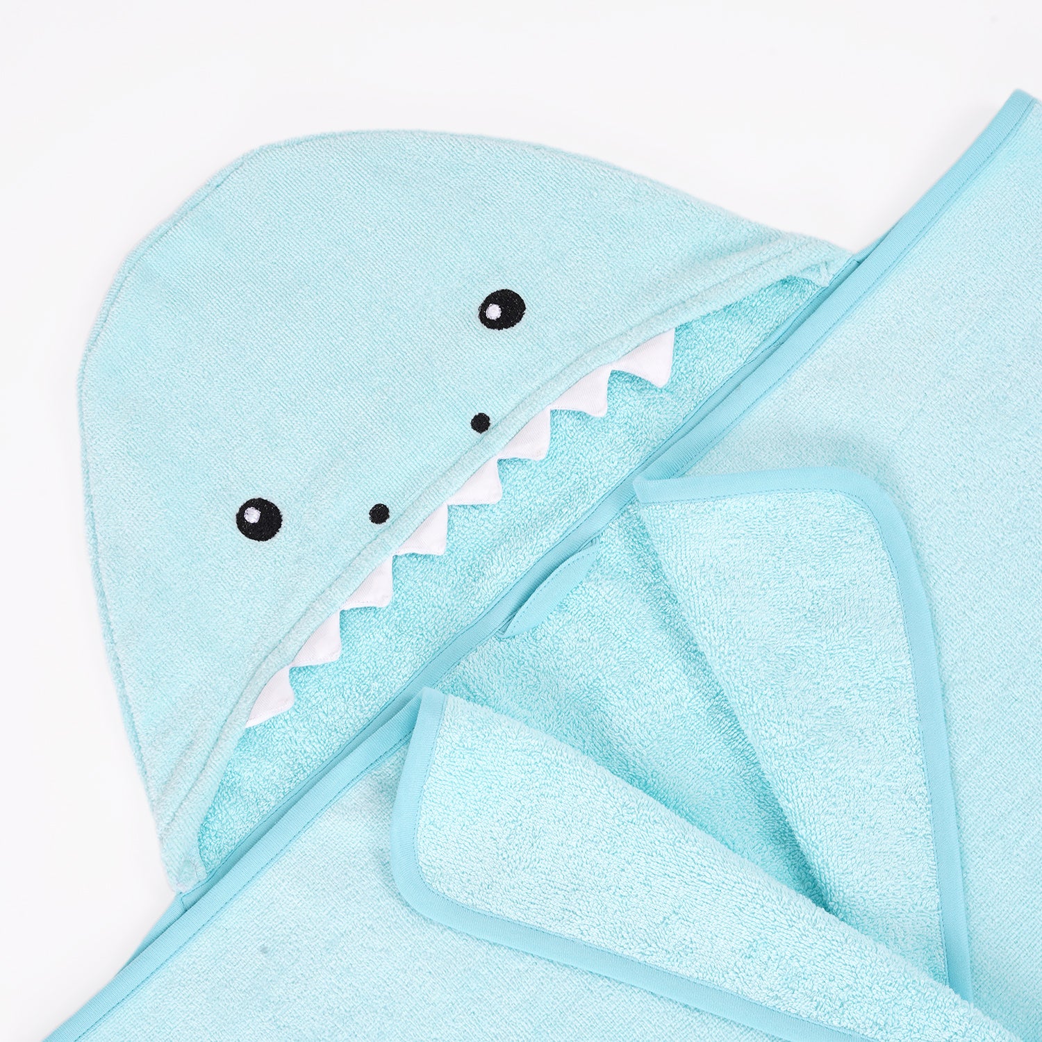 100% Cotton Woven Baby Toddler Towel Soft and Absorbent Hooded Towel (Baby Blue) Baby Shark