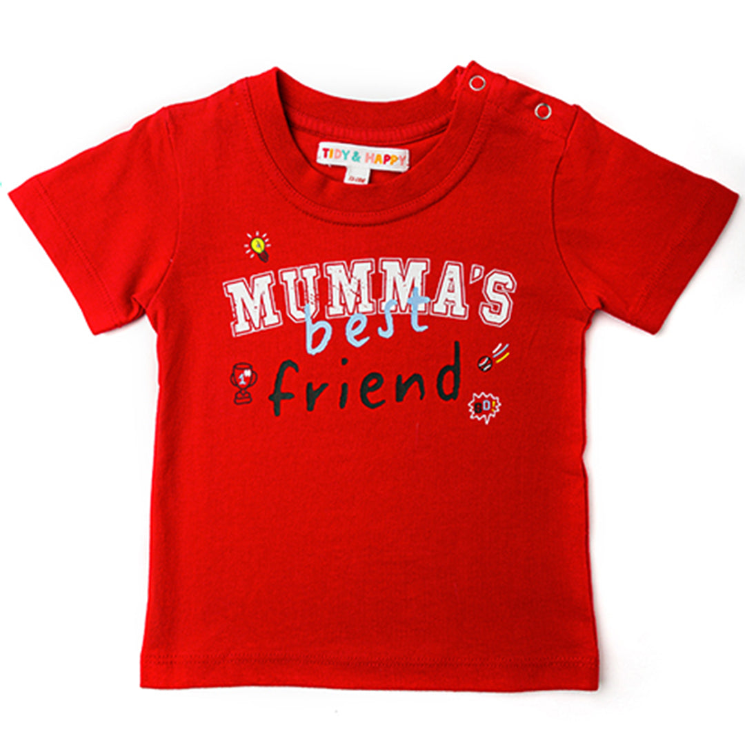 Tidy Sleep Mamma's Friends - Half Sleeved Cotton T-Shirt - Red