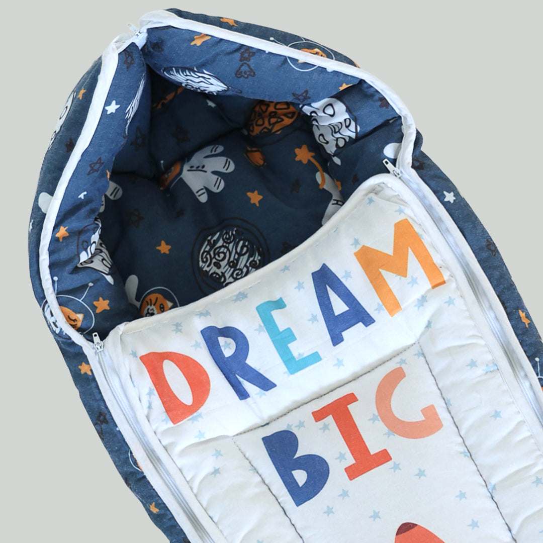 Baby Cotton Carry Nest - Dream Big Navy Blue