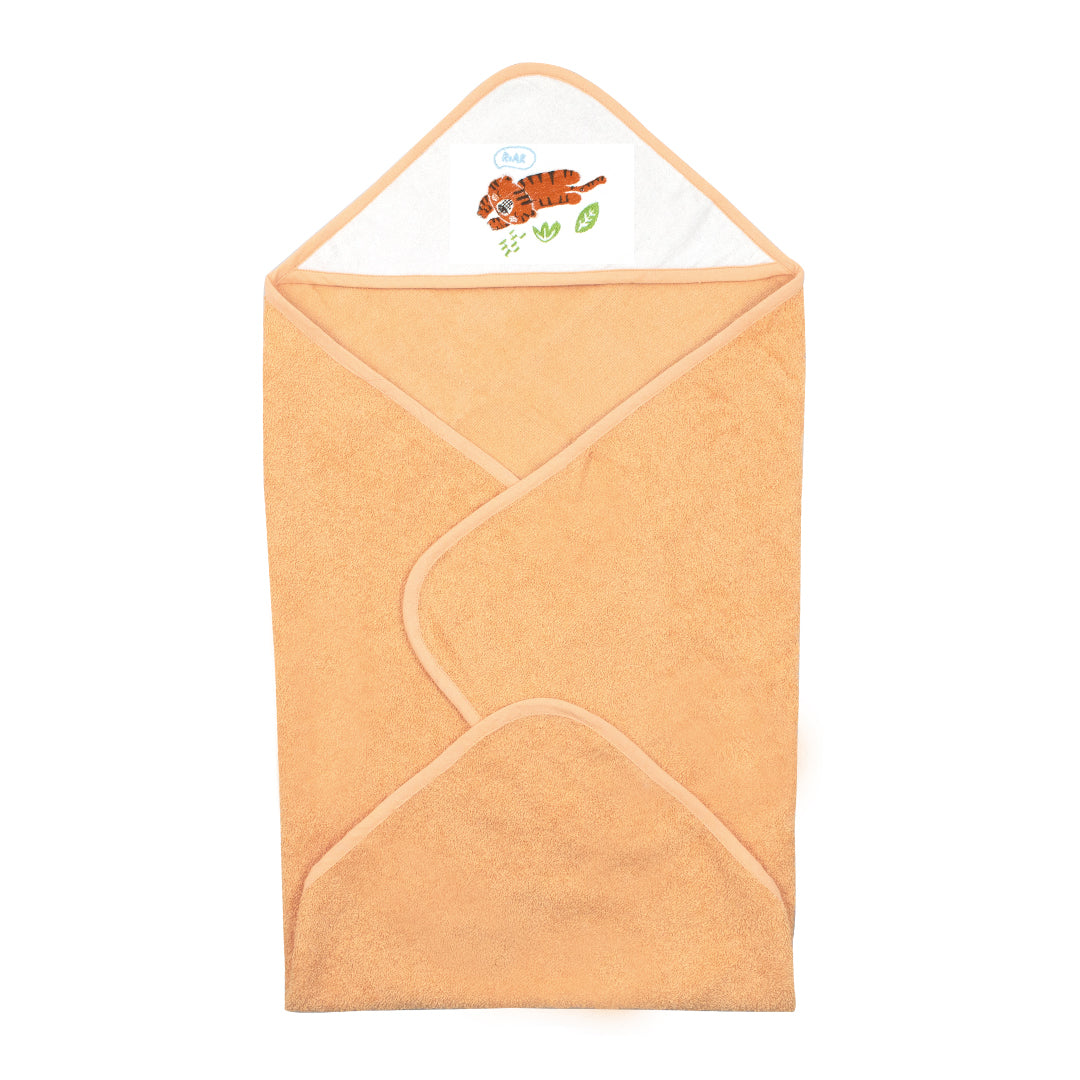 Woven Cotton Hooded Baby Bath Towel - Orange