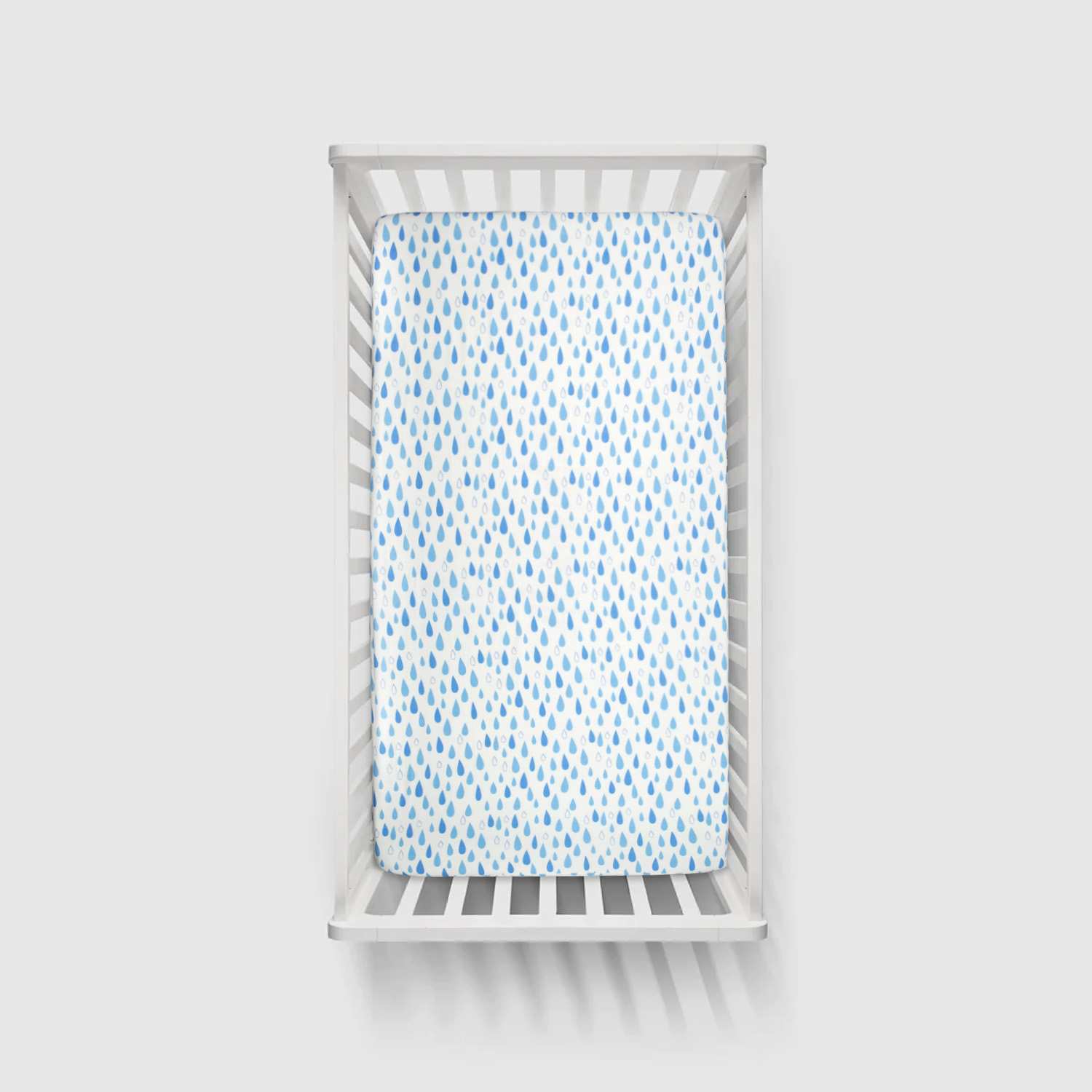 Organic Fitted Cot Sheet - Rain Drops Blue