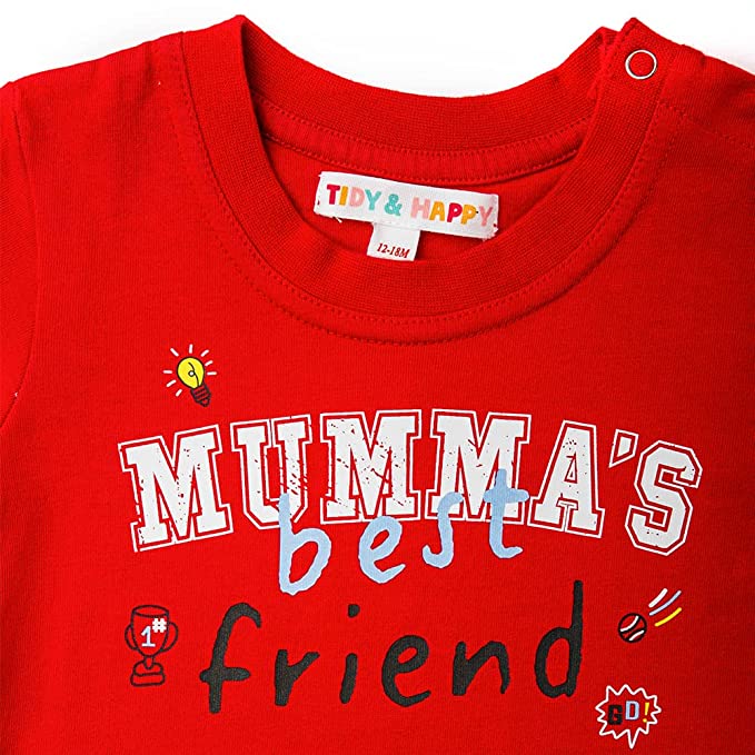 Mamma's Friends - Half Sleeved Cotton T-Shirt - Red
