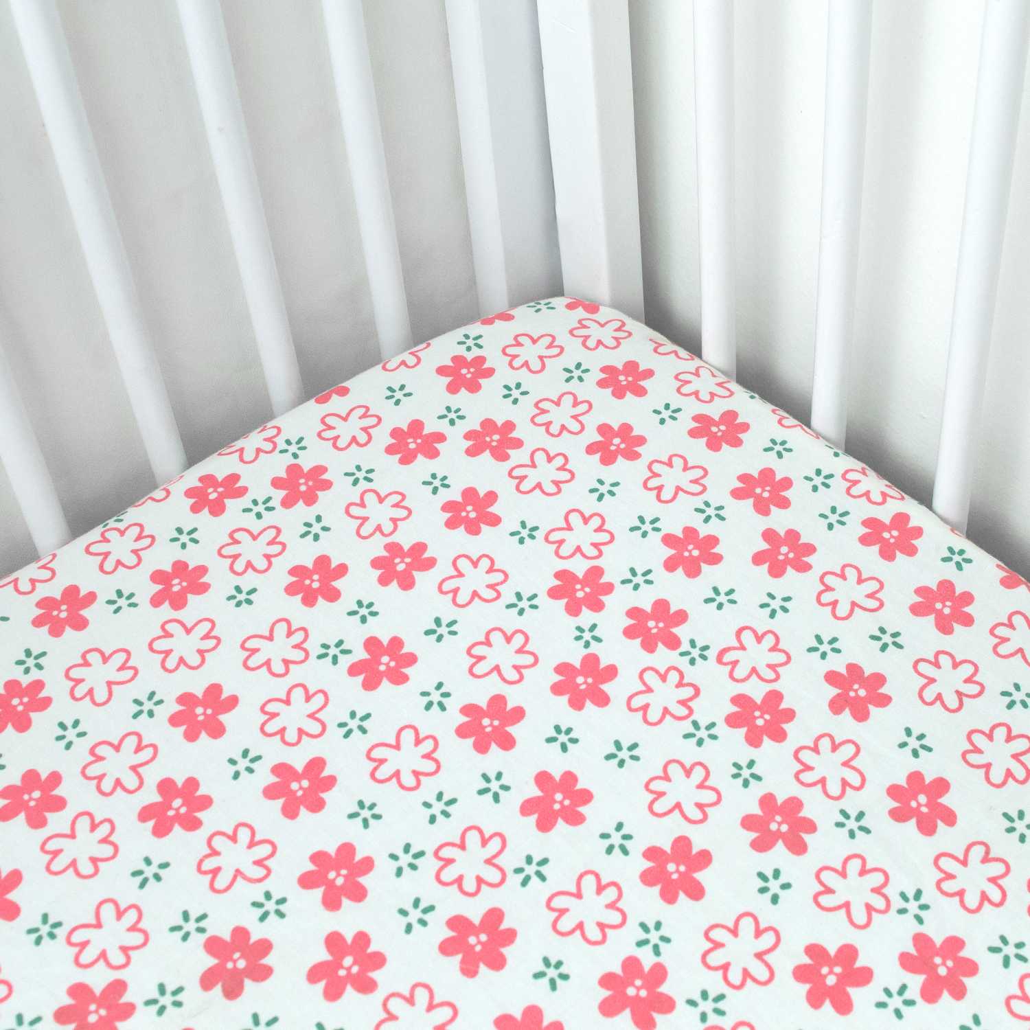 Organic Fitted Cot Sheet - Blossom Pink